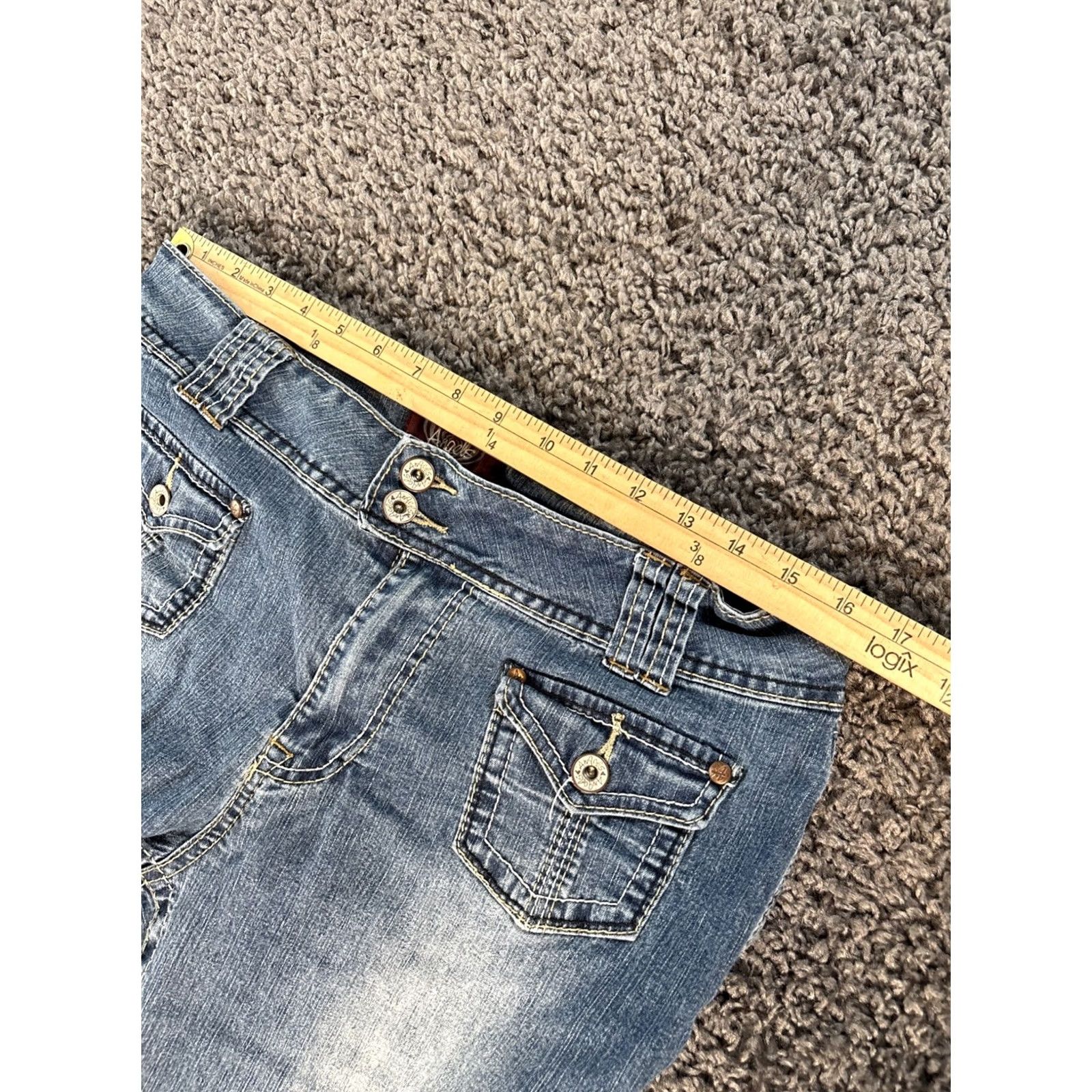 Vintage VINTAGE Angels Jeans Womens 32x31 Low Rise Light Wash Distressed Bootcut Inseam 31 in Blue Bohemian Womens Size 24" / US 00 / IT 34 - 4 Thumbnail