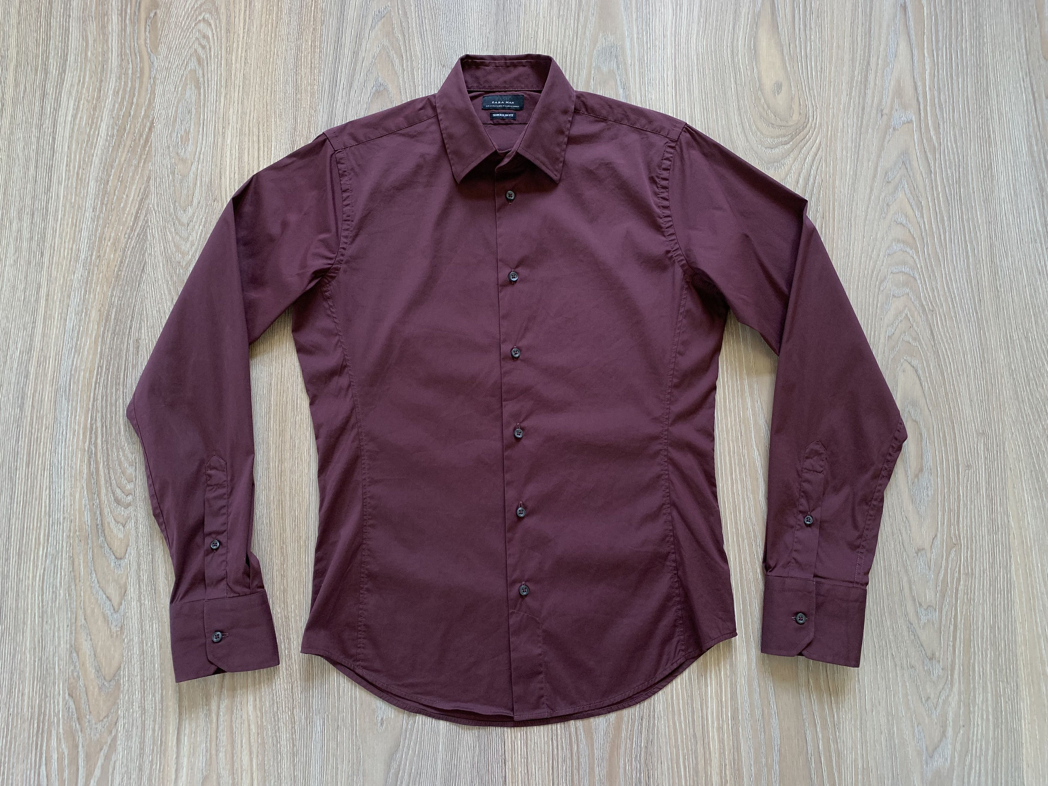 zara man slim fit dress shirt ZARA MAN Men Dress Shirt Blue Slim Fit Long Sleeve Button Up Collar Size M
