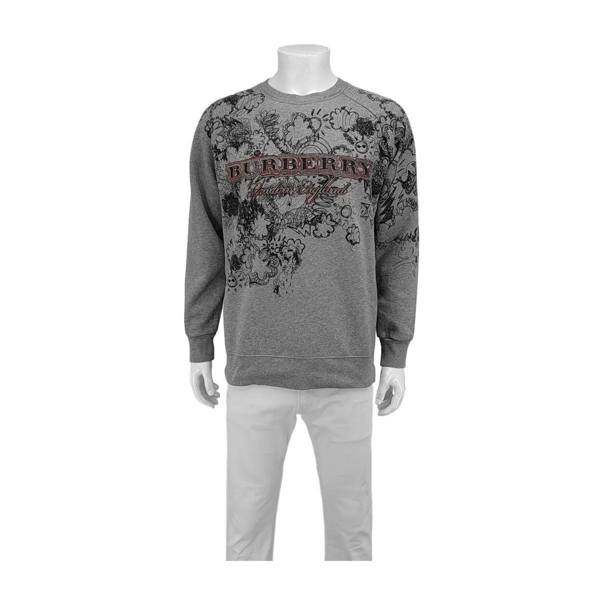 Burberry Burberry Men's Gray Graffiti Sweatshirt Size US M / EU 48-50 / 2 - 1 Thumbnail