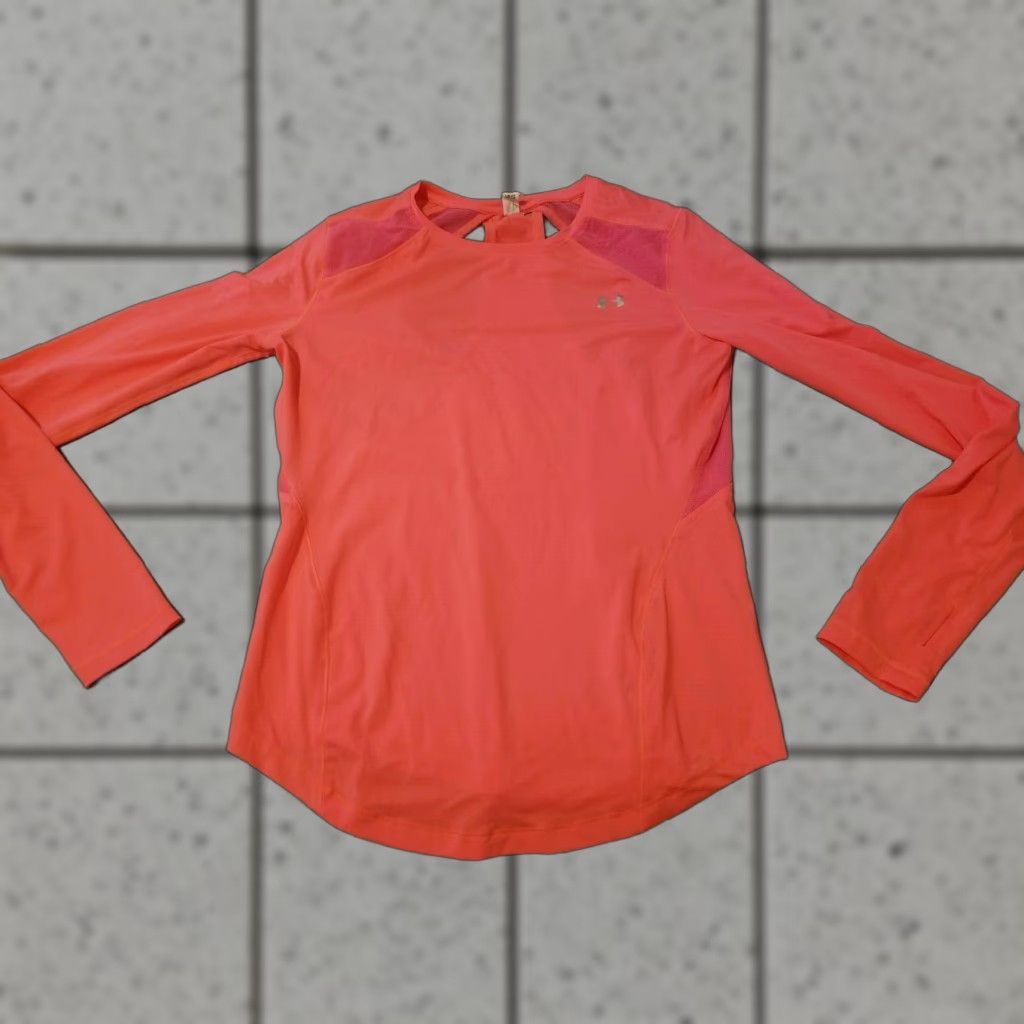 Under Armour Womens Under Armour Shirt S Small Orange Athletic Gym Workout Long Sleeve Size S / US 4 / IT 40 - 1 Thumbnail