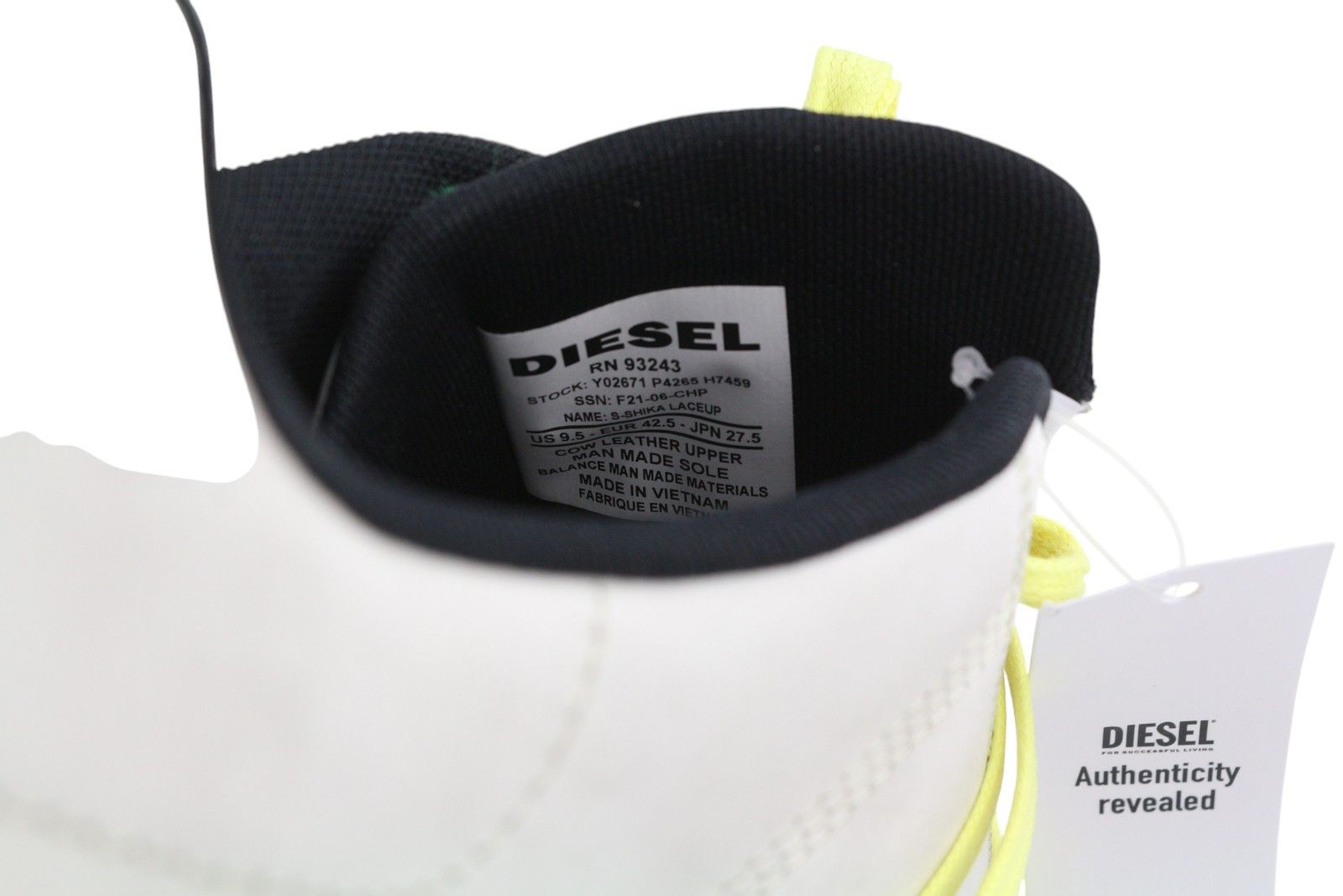 Diesel S-SHIKA LACEUP EU42.5 White Leather Low Top Logo 40833 Size US 9.5 / EU 42-43 - 11 Thumbnail