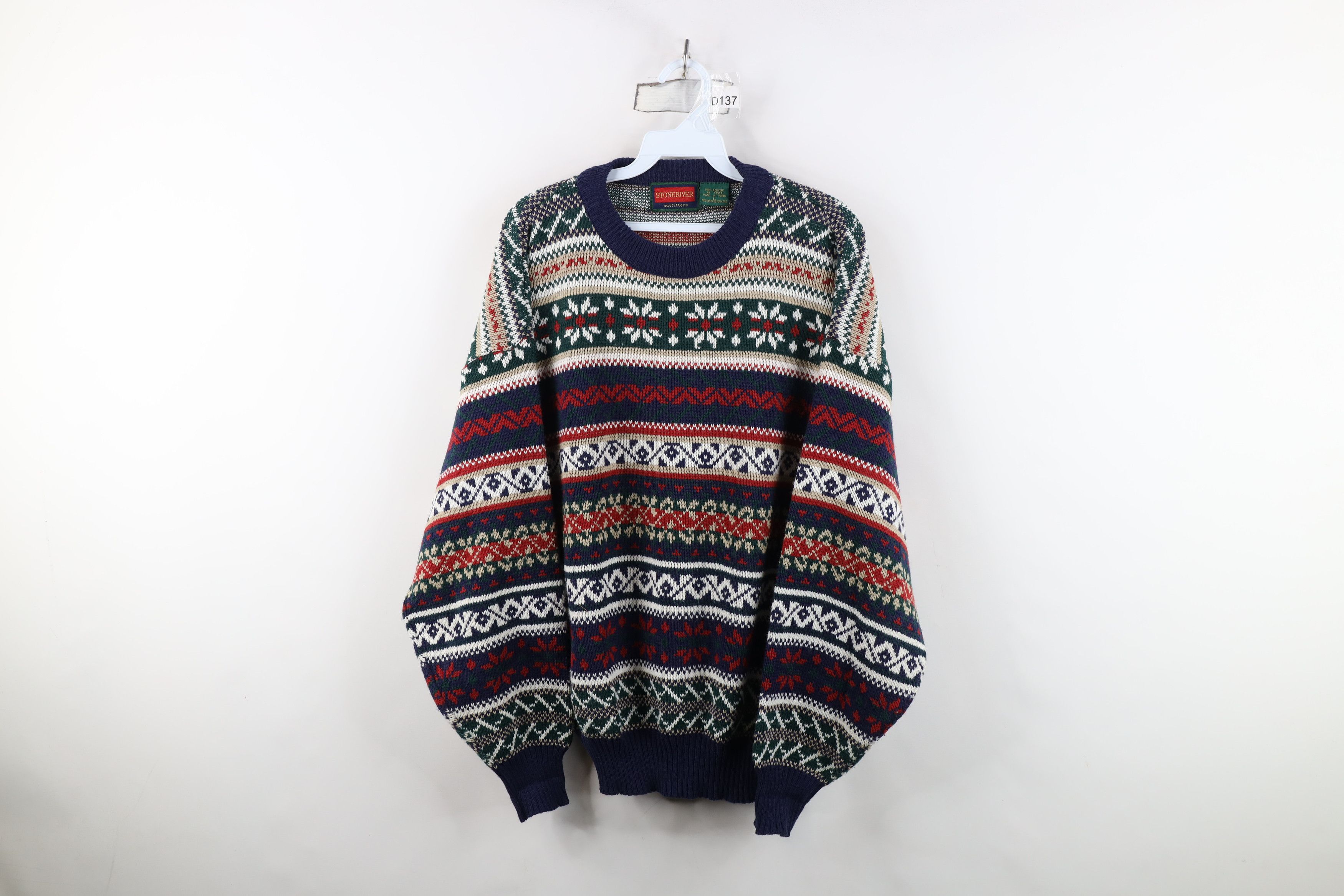 Vintage Vintage 90s Streetwear Fair Isle Crewneck Sweater Acrylic Size US L / EU 52-54 / 3 - 1 Thumbnail