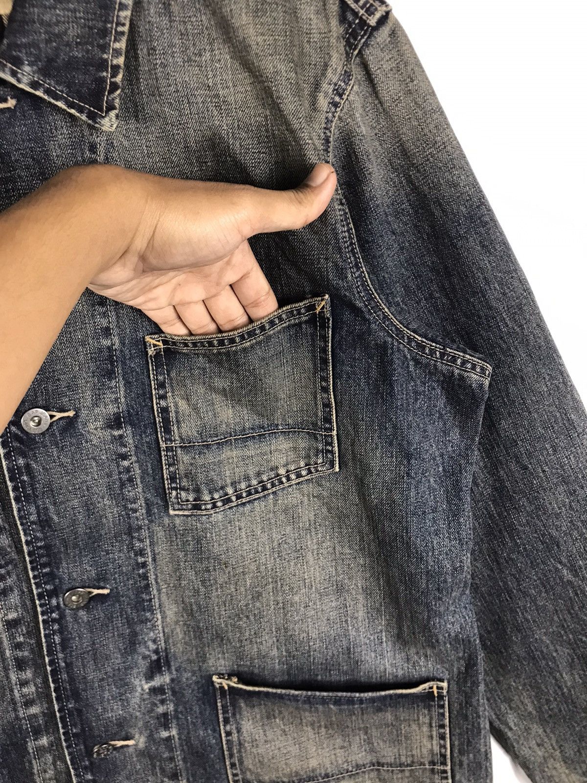 Gap × Vintage ⚡️Vintage Gap Denim Distressed Chore Workers Jacket Size US L / EU 52-54 / 3 - 7 Thumbnail