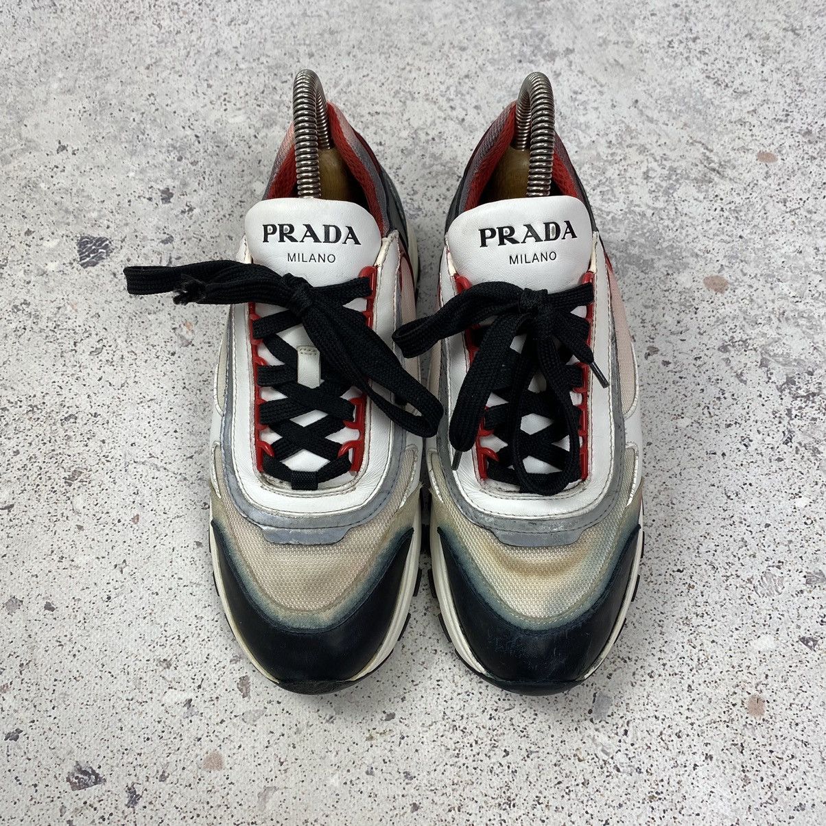 Authentic Prada Prax 01 White Leather Shoes 1E887L Sneakers