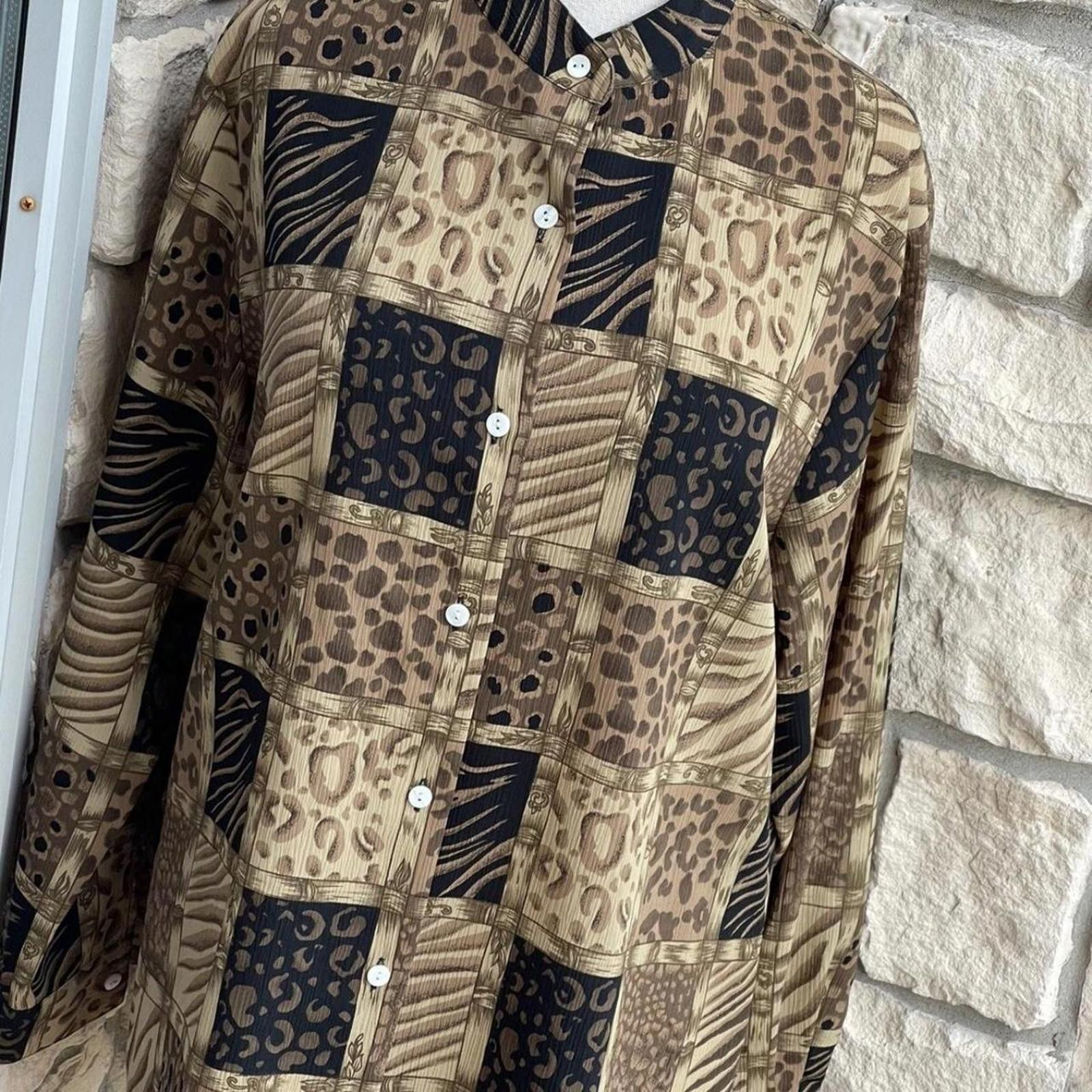 Other Vintage 80s Heritage Road Button Front Pattern Blouse Top L Size L / US 10 / IT 46 - 2 Thumbnail