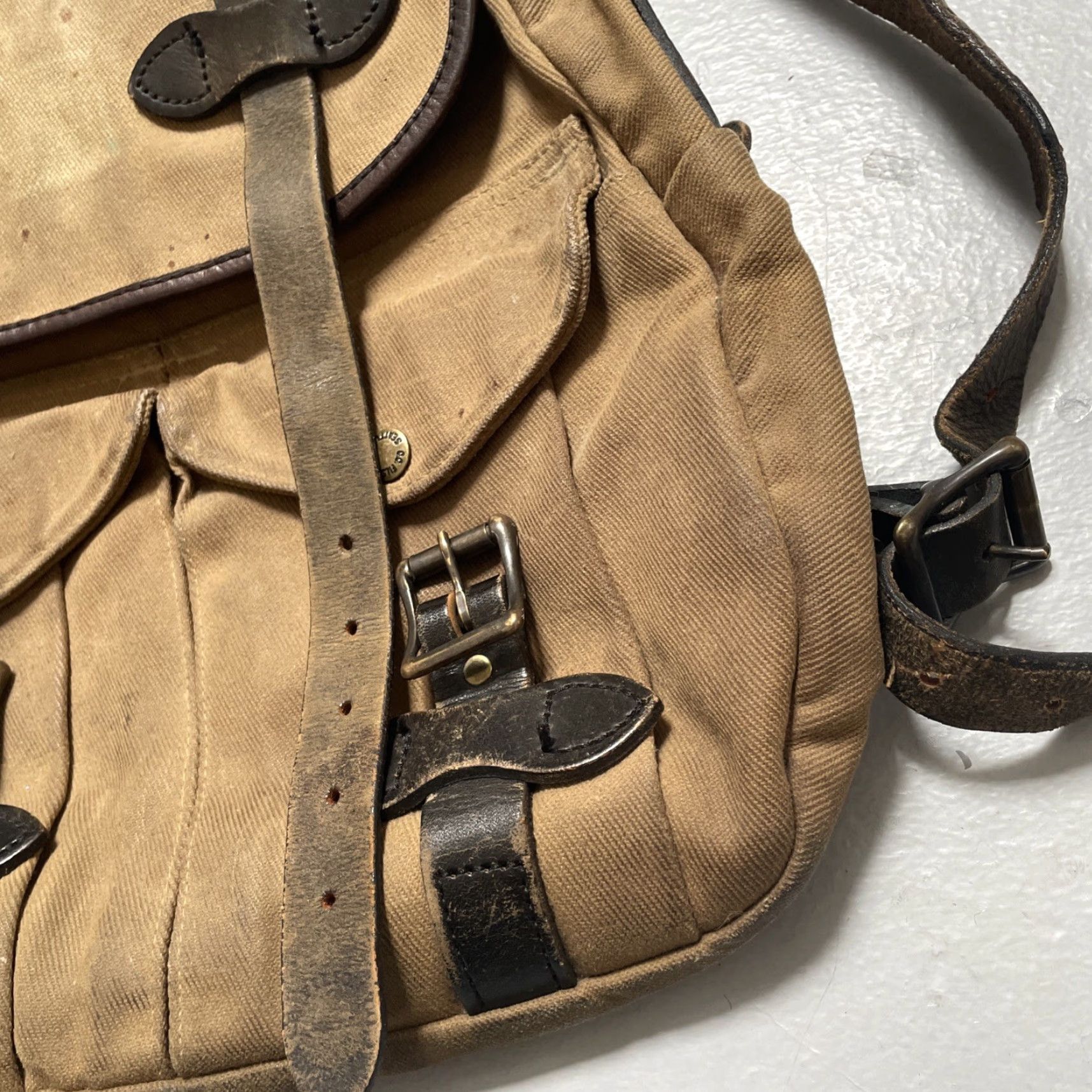 Filson VINTAGE Filson Backpack One size Brown Canvas Leather Cotton 1990s USA Rugged Hiking Travel Rucksack Zipper Talon Size ONE SIZE - 2 Thumbnail