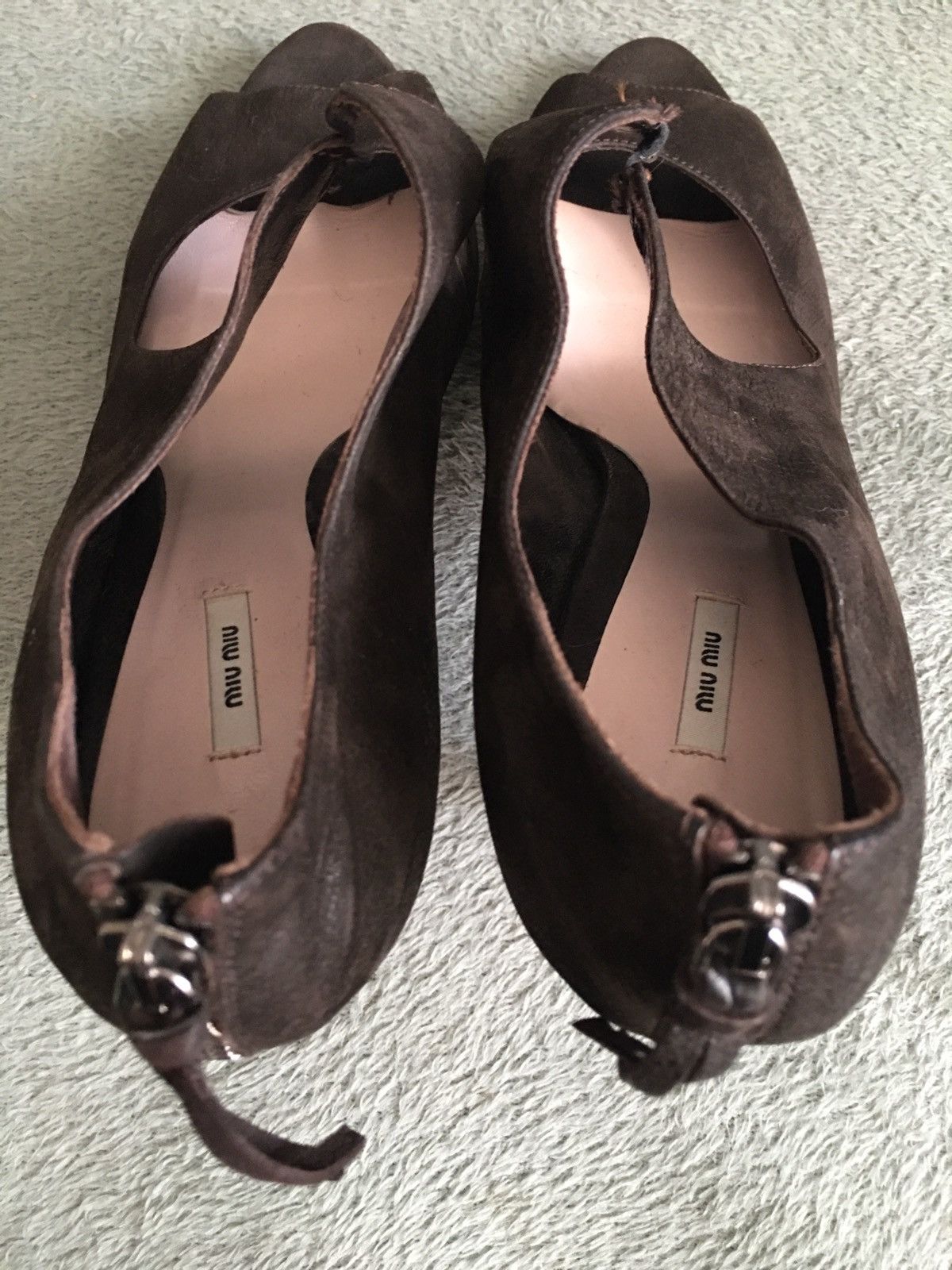 Miu Miu MIU MIU Suede Brown Leather Heels Sandals EU 39 Size US 9 / IT 39 - 7 Thumbnail