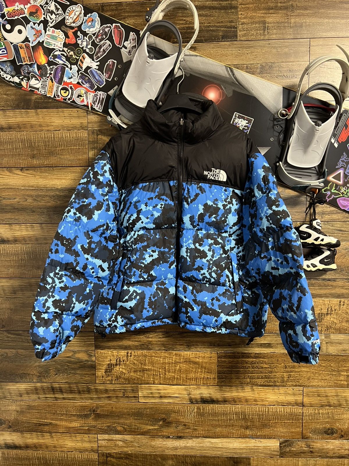 North Face Light Blue Camo Jacket Blue Camo Jacket Nuptse Clear