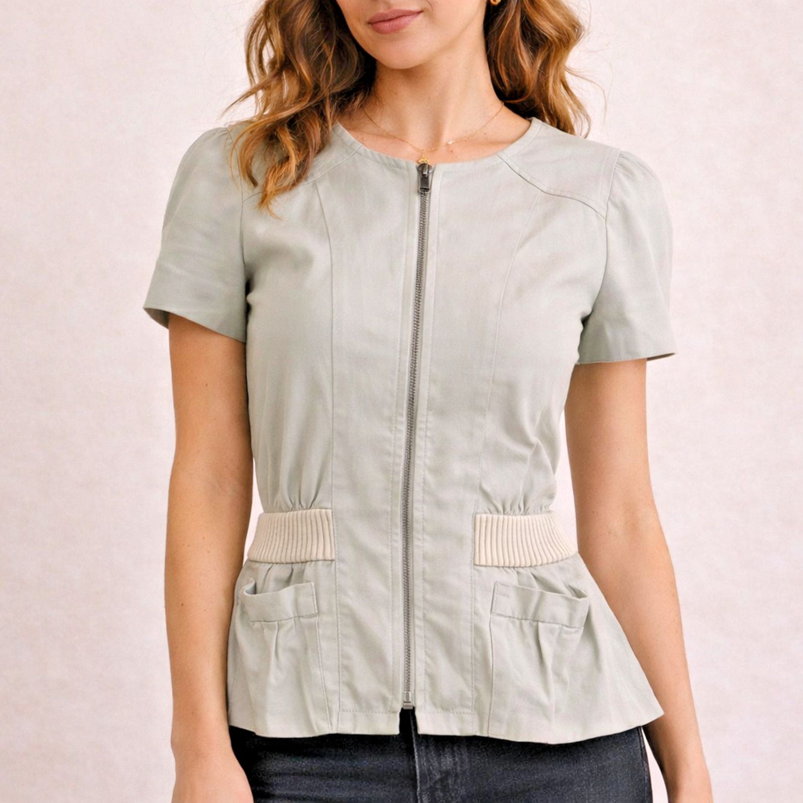 Generra Vintage Generra Zip Front Peplum Jacket Sage Green Womens 4 Size S / US 4 / IT 40 - 2 Thumbnail
