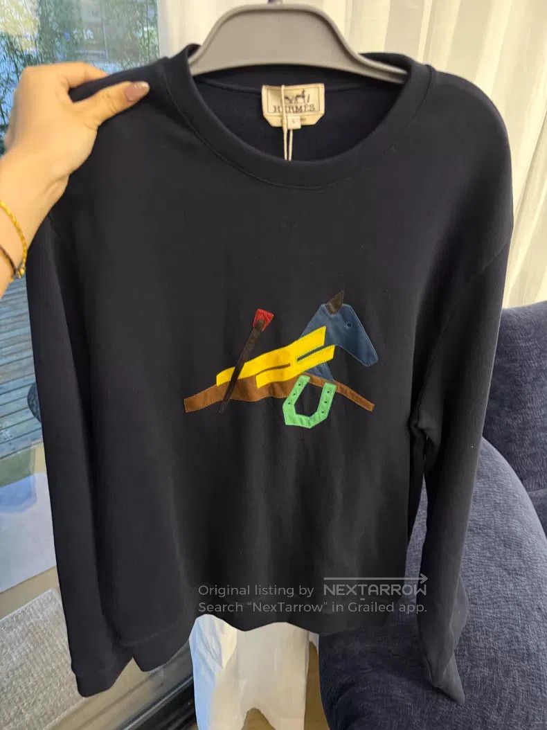 Hermes Hermes Patchwork small size round neck sweatshirt - cotton Size L / US 10 / IT 46 - 1 Thumbnail