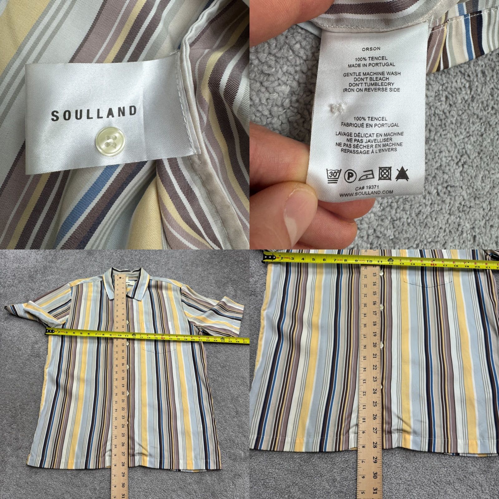 Soulland Soulland Orson Striped Button Down Shirt Mens Medium Multicolor Short Sleeve Size US M / EU 48-50 / 2 - 9 Thumbnail