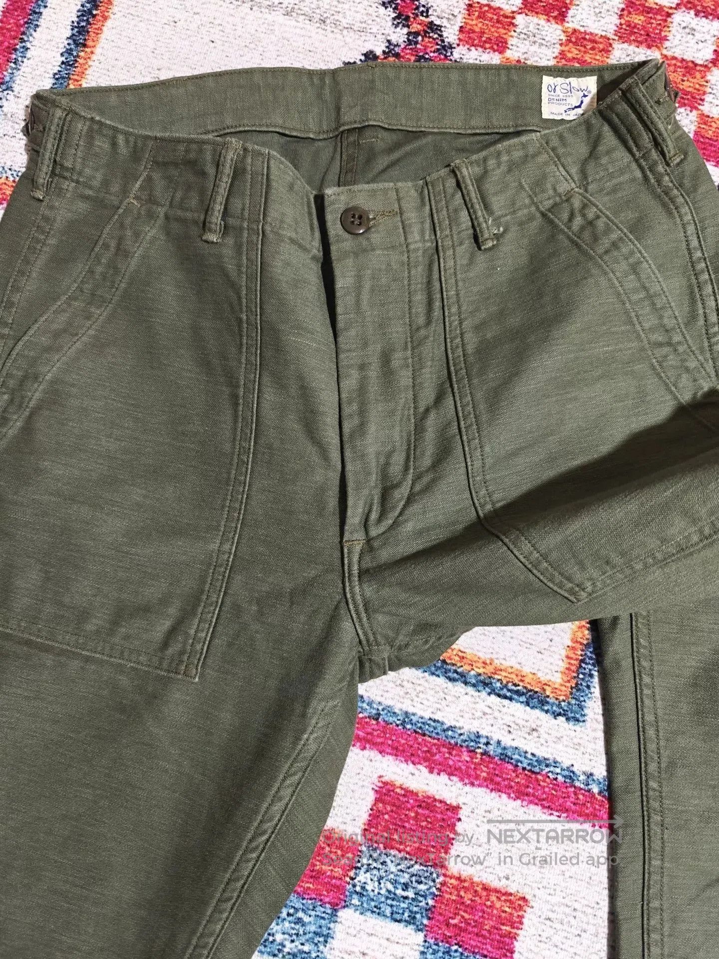 Orslow ORSLOW OG107 5032 Military Green Cargo Pants. Size US 26 / EU 42 - 4 Thumbnail