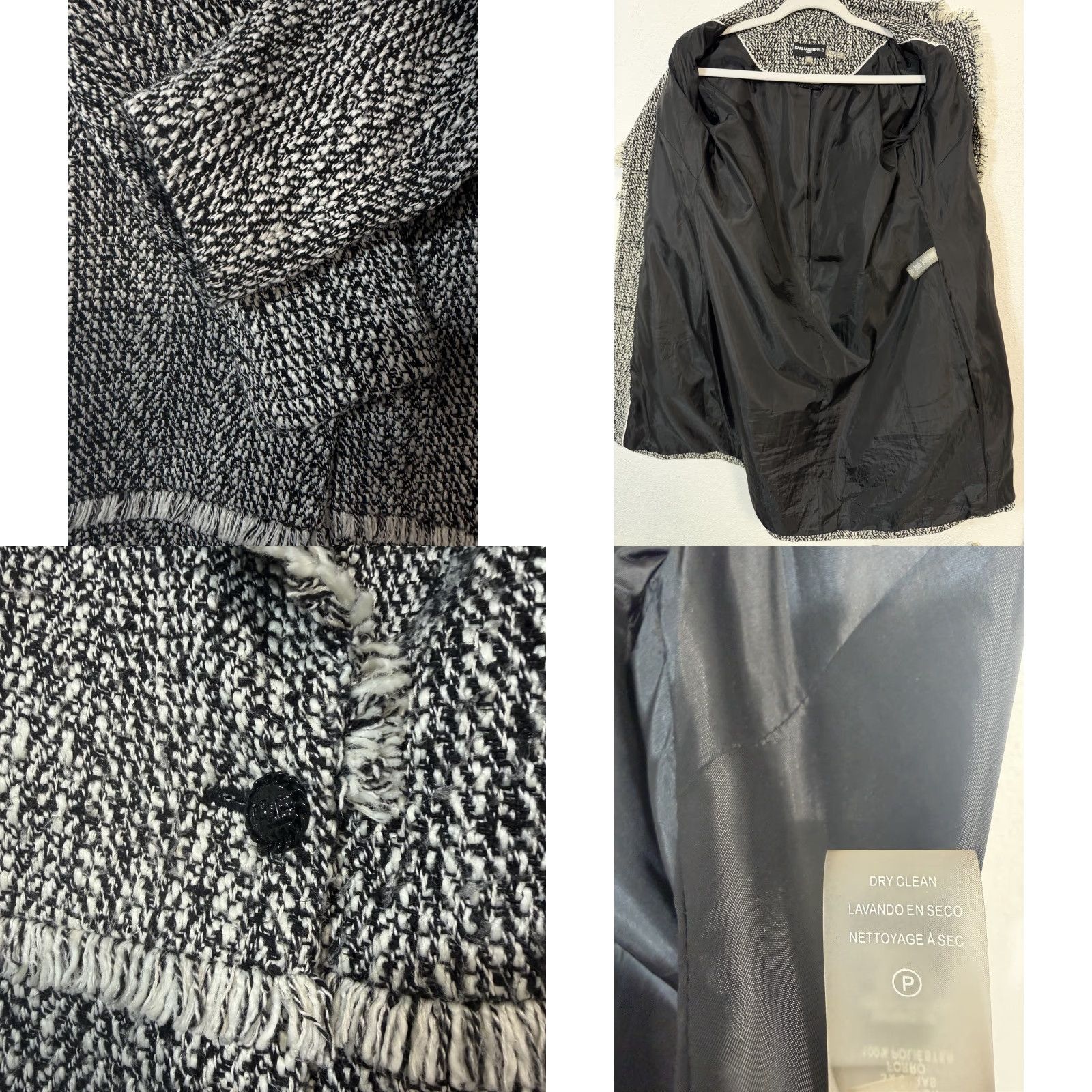 Karl Lagerfeld Karl Lagerfeld Women Tweed Gray Jacket Size S Button Up Fringe Long Coat Size S / US 4 / IT 40 - 8 Thumbnail