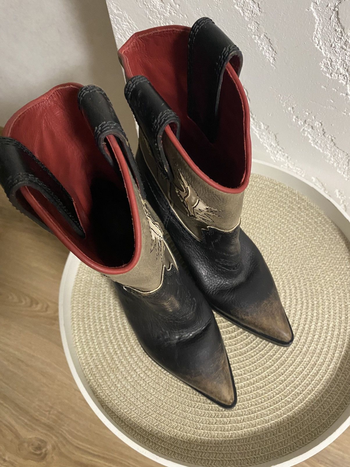 Diesel Rare Diesel Western Boots Leather Wedge Heel Size: 37 Size US 7 / IT 37 - 4 Thumbnail