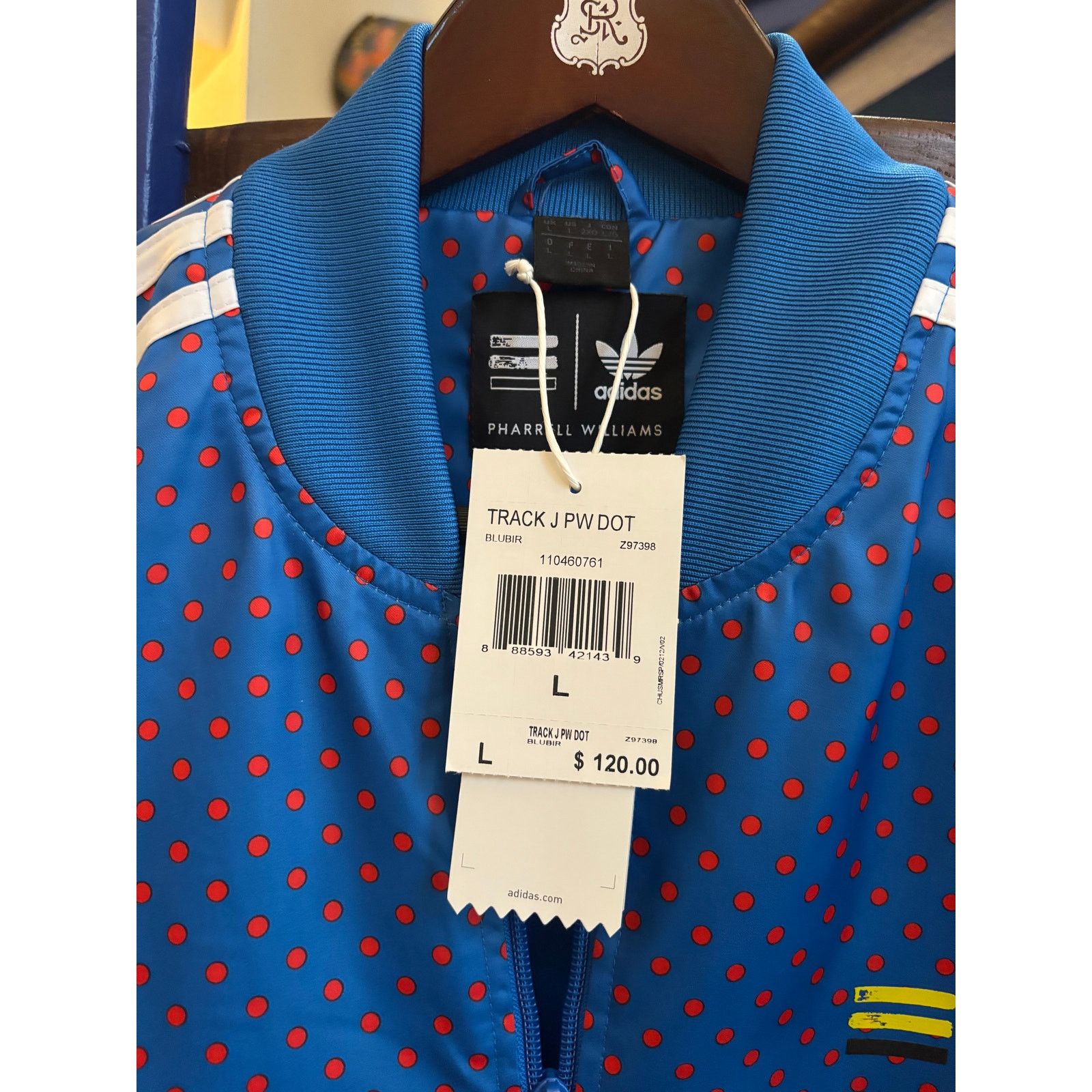 Adidas Adidas x Pharrell Williams Blue Polka Dot Track Jacket L NWT Size US L / EU 52-54 / 3 - 5 Thumbnail