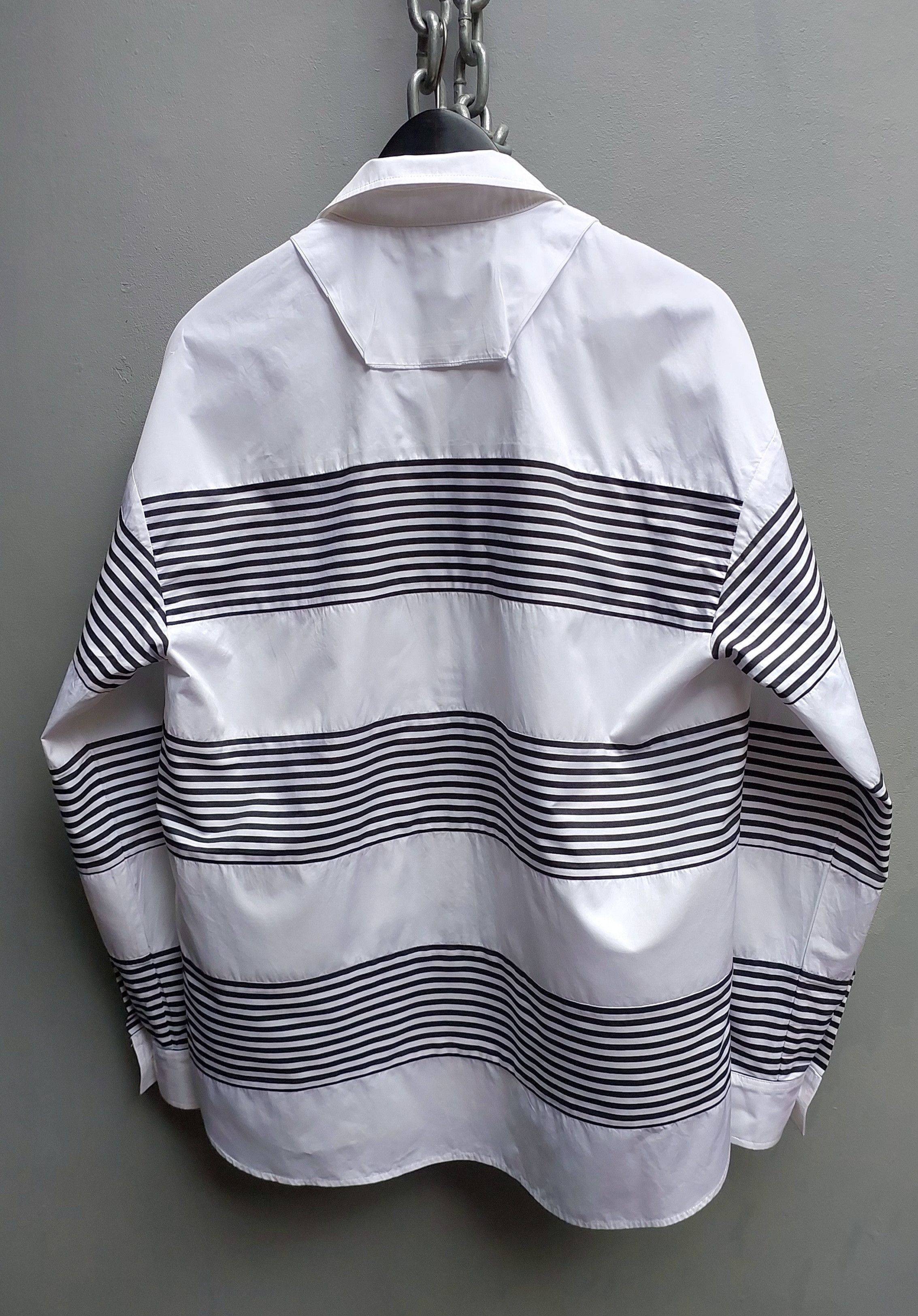Juun.J Juun J Striped Panel Button-Down Shirt Size US S / EU 44-46 / 1 - 11 Thumbnail