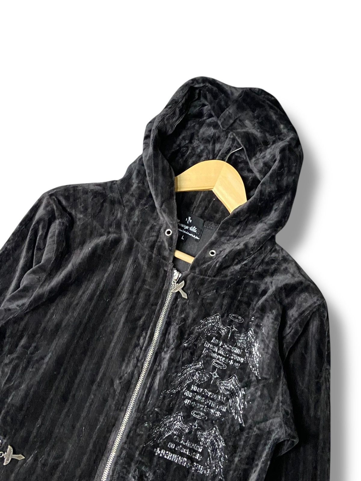 BERNINGS SHO Bernings Sho Grunge Velvet Full Zip Hoodie Jacket (152) Size US L / EU 52-54 / 3 - 3 Thumbnail
