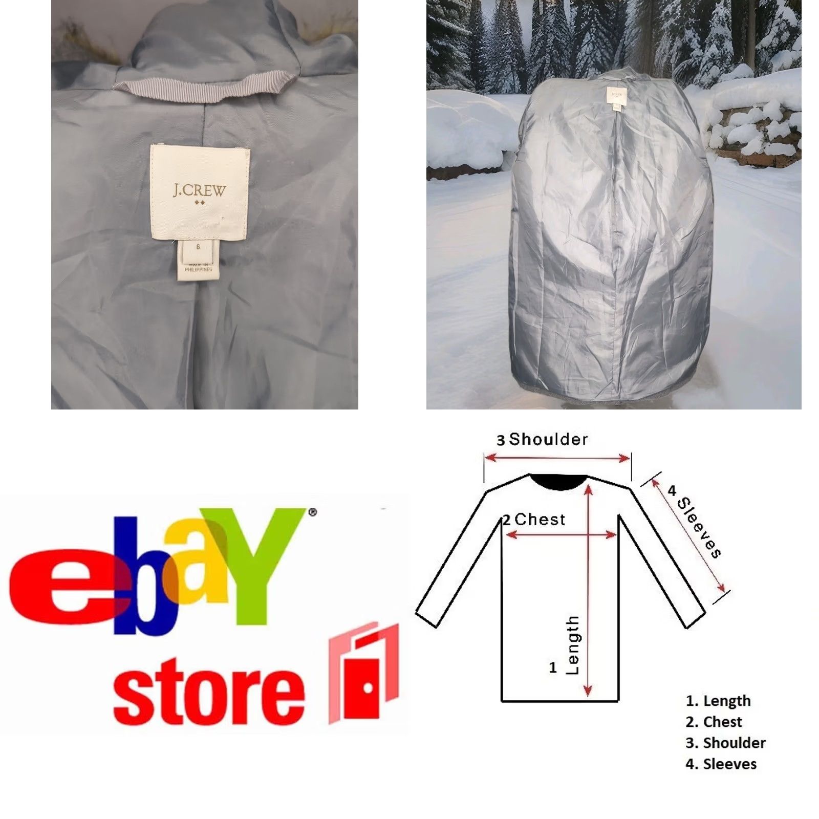 J.Crew J.CREW Vail Parka Coat Womens Winter Grey 6 Small Medium Hooded Wool Fur Ruff Size M / US 6-8 / IT 42-44 - 8 Thumbnail