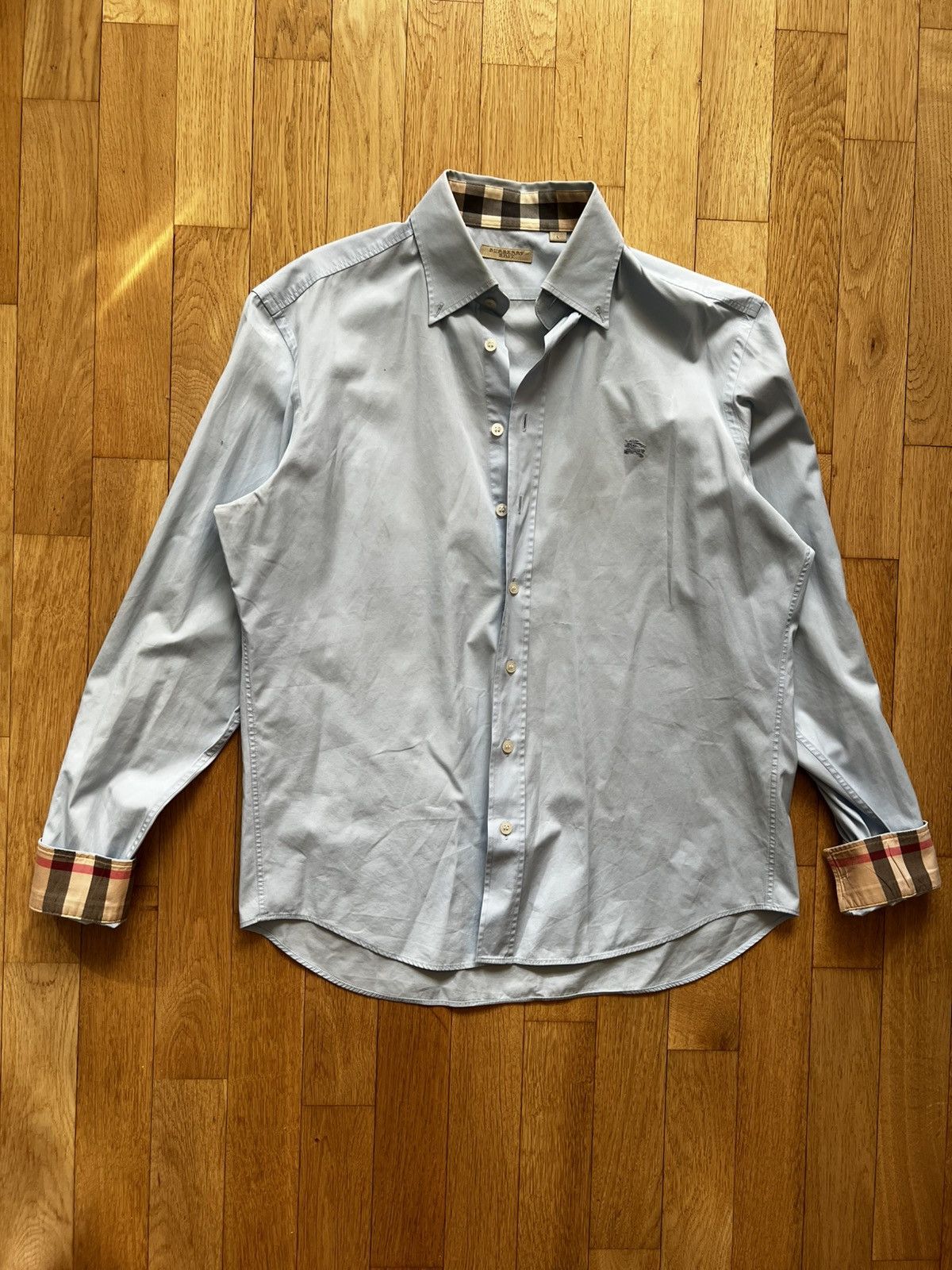 Burberry × Vintage Burberry Blue L Long-sleeve Shirt Size US L / EU 52-54 / 3 - 1 Thumbnail