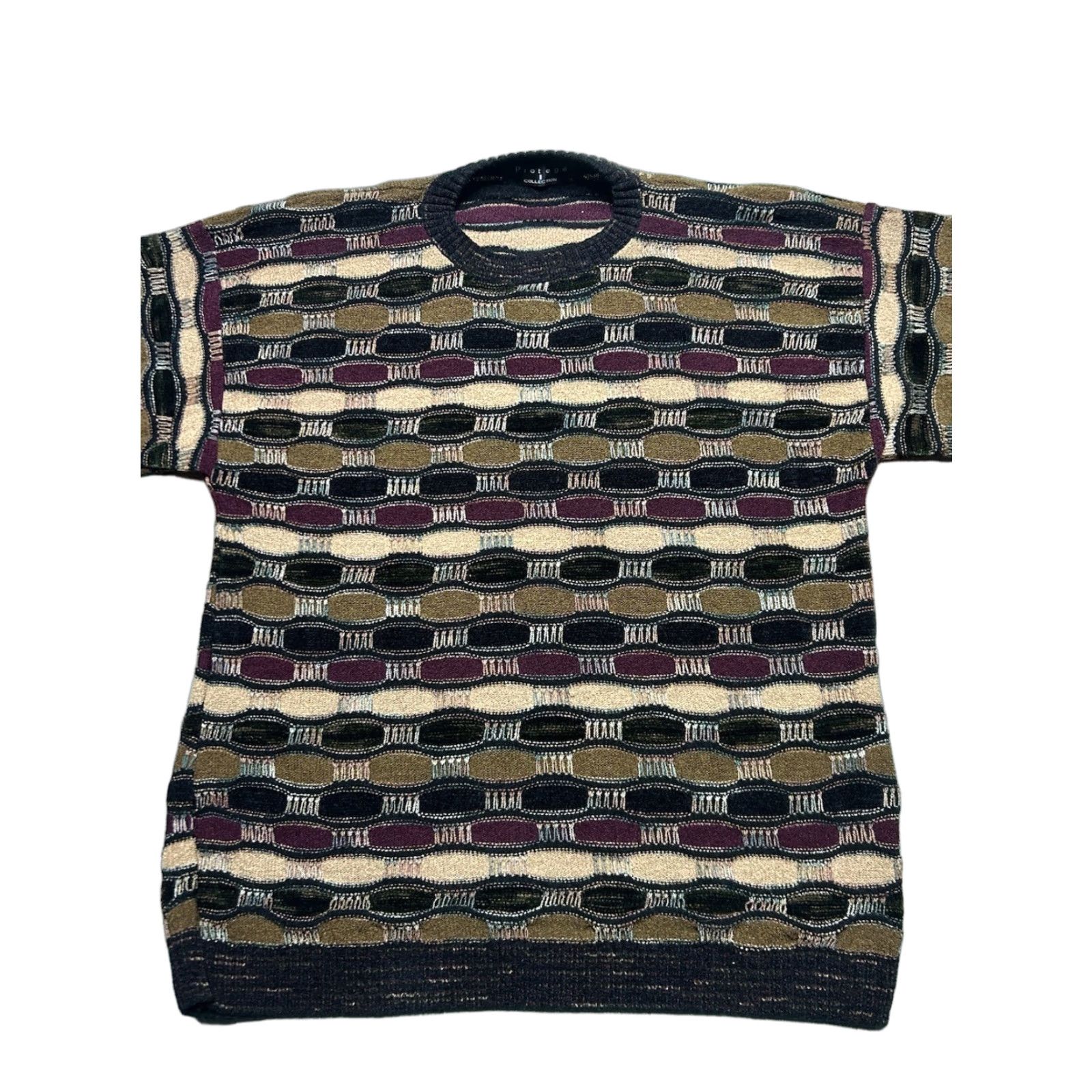 VINTAGE Protege Pullover Sweater Large Adult Multicolor 3D Textured Knit Coogi Style Men’s