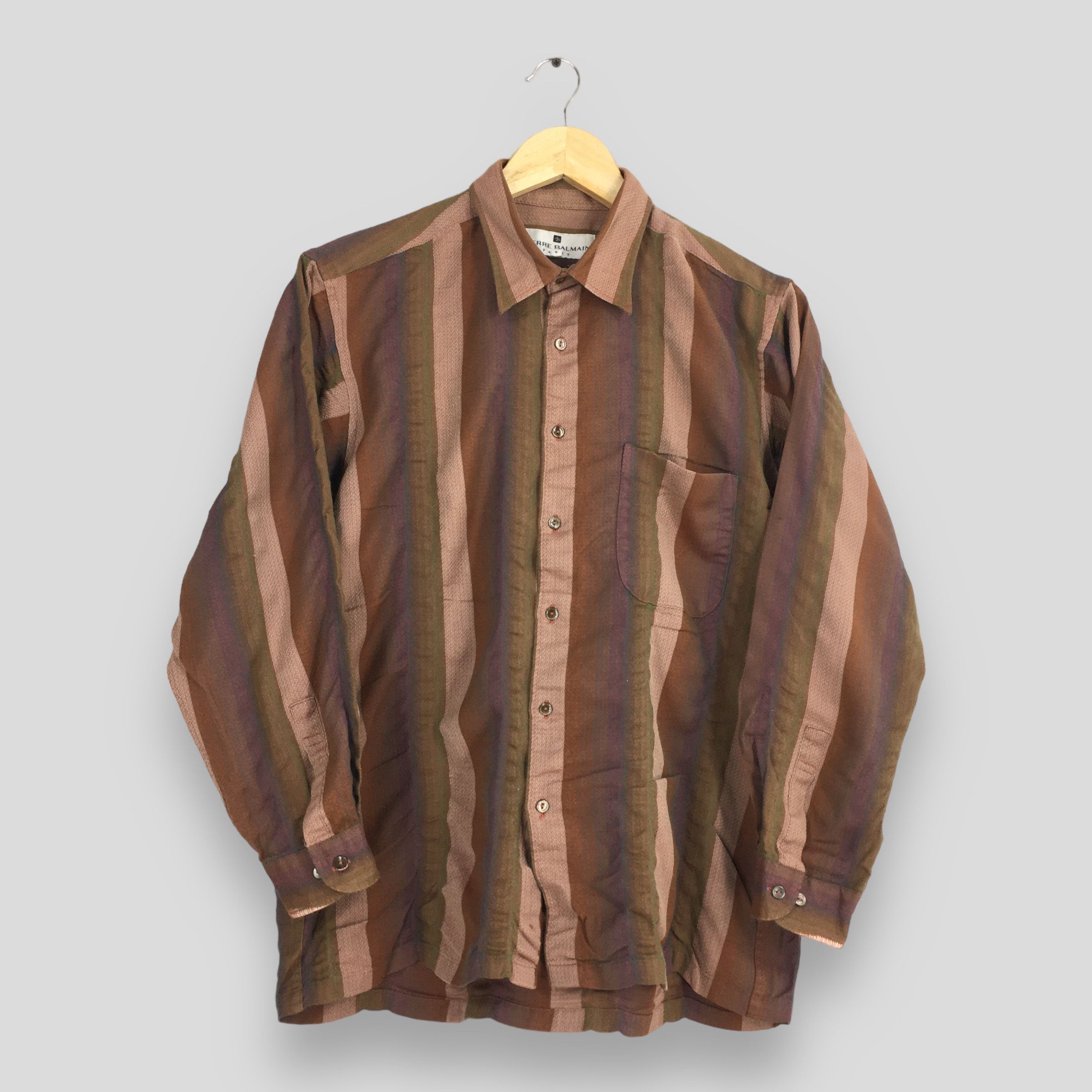 Designer × Pierre Balmain Pierre Balmain Paris Stripes Wool Flannel Shirt Large Size US L / EU 52-54 / 3 - 1 Thumbnail