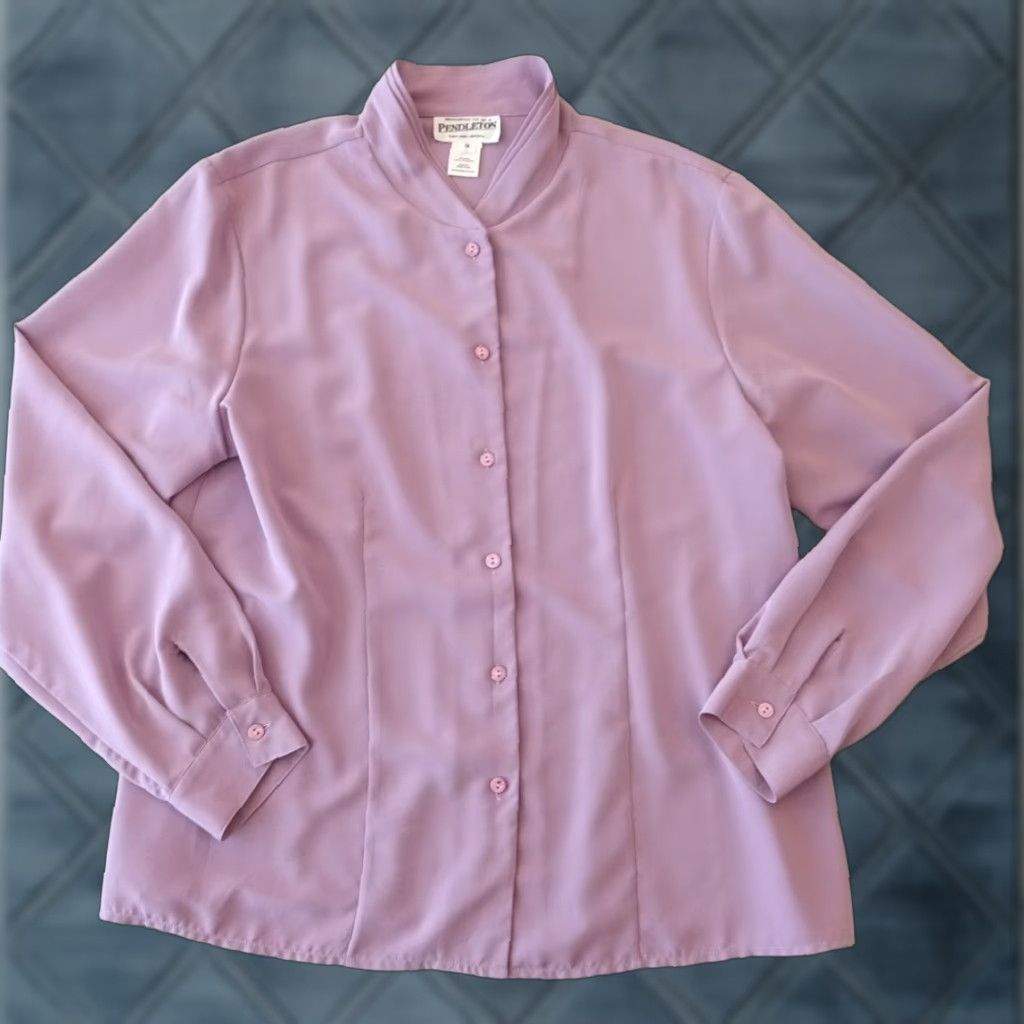 Pendleton Pendleton Shirt Womens Regular Size 14 Purple Polyester Long Sleeve Button-Up, Basic, Solid, Womens, 14, Purple, Pendleton Size XL / US 12-14 / IT 48-50 - 1 Thumbnail