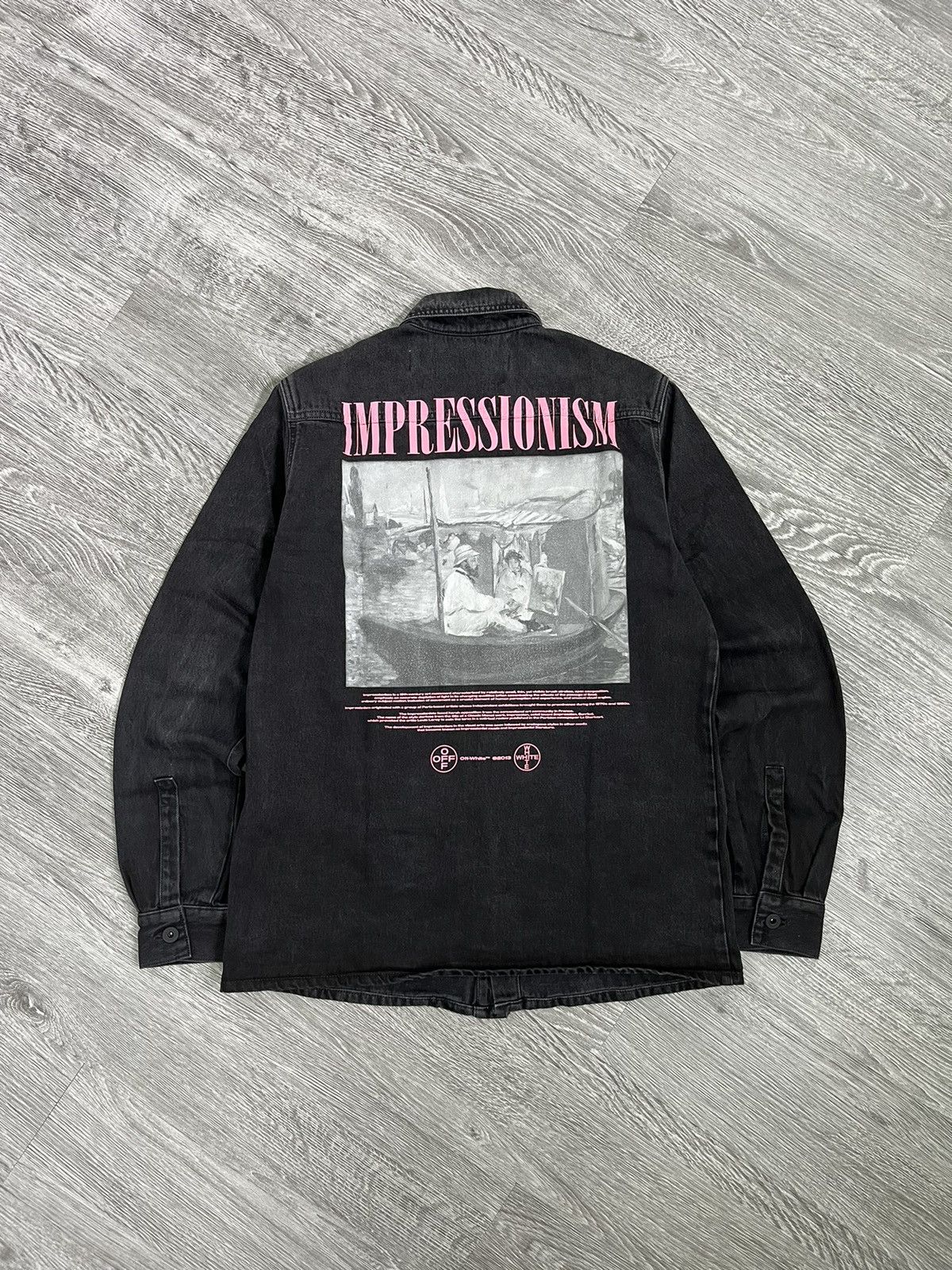 Off-White Off-White Virgin Abloh Black Impressionism Print DenimJacket Size US S / EU 44-46 / 1 - 1 Thumbnail