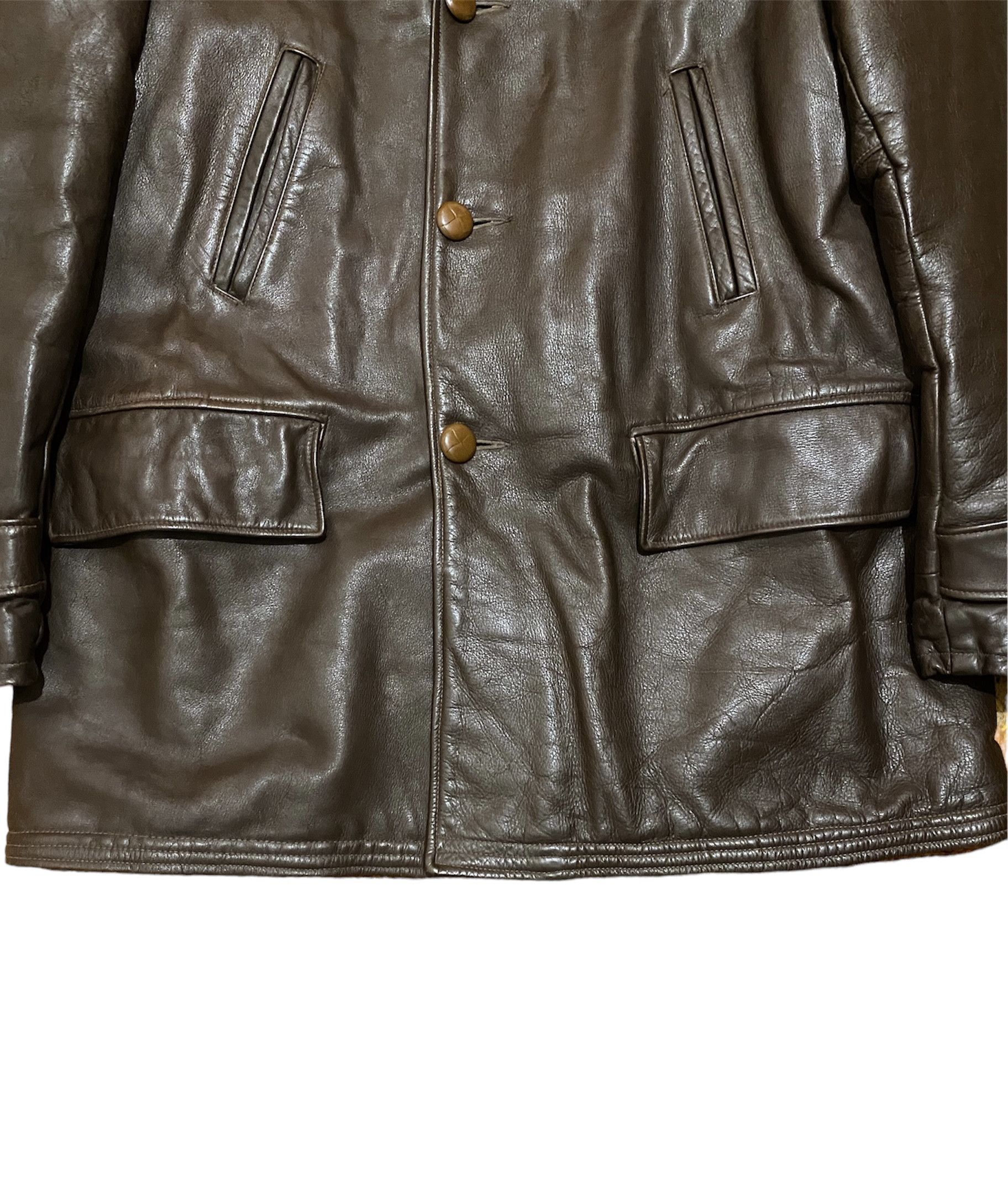 Vintage Retro Horsehide 30s 40s Brown BARNSTORMER Leather Coat Size US XL / EU 56 / 4 - 5 Thumbnail