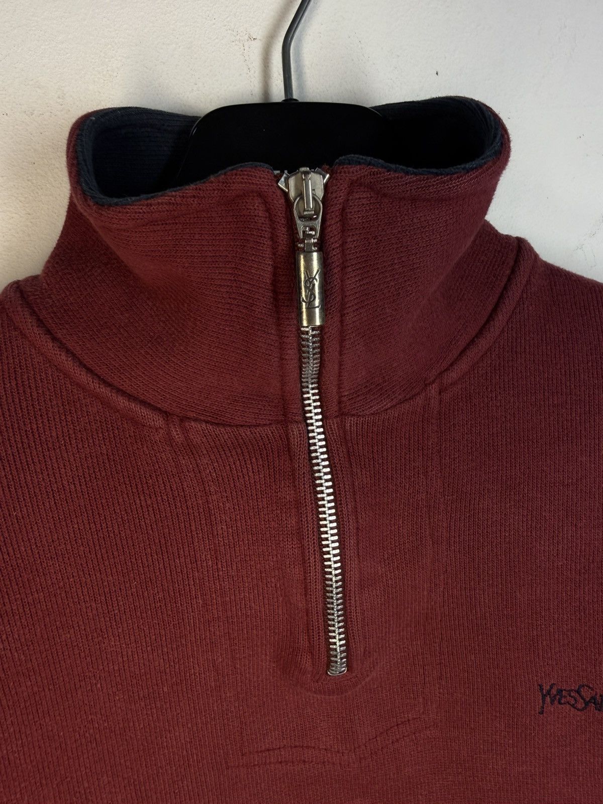 Yves Saint Laurent 90s YSL Sweatshirt 1/4 Quarter Zip Red Vintage Sweater Size US L / EU 52-54 / 3 - 7 Thumbnail