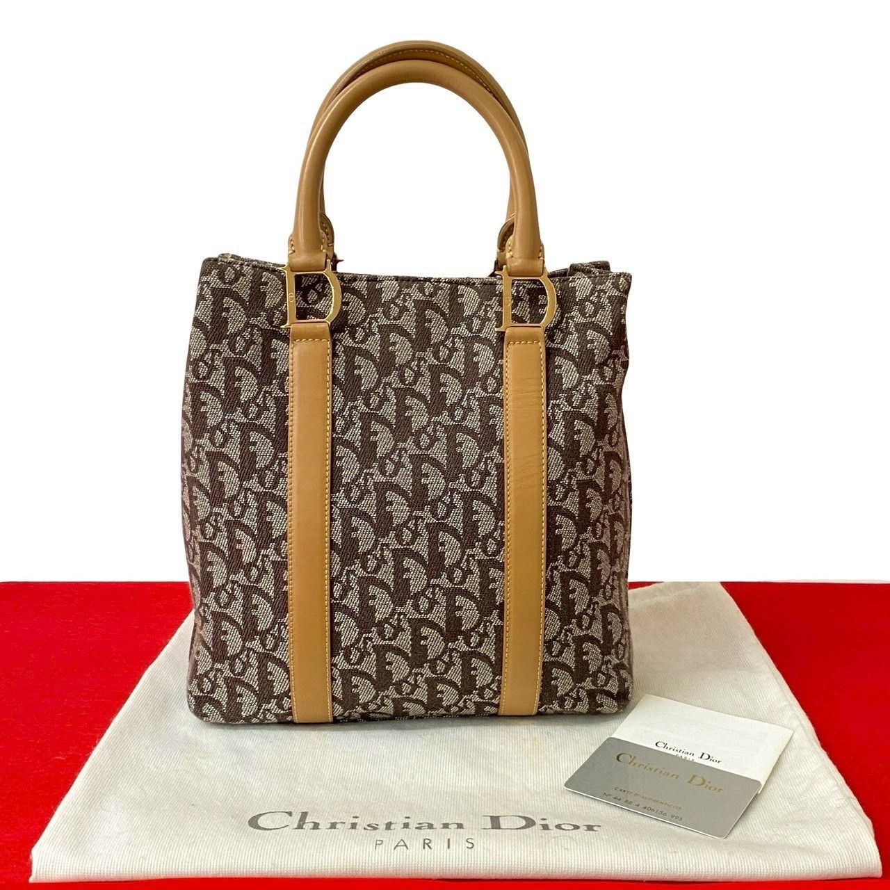 Dior Christian Dior Trotter Canvas Leather Handbag Leather Handbag DUTY FREE for USA