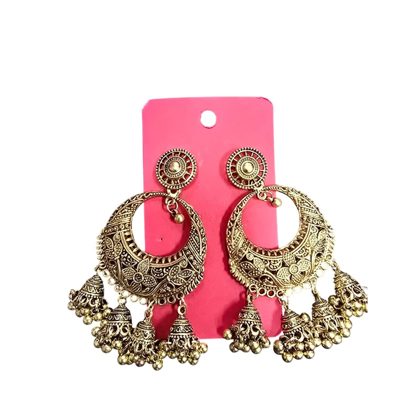 Other Boho Style Antique Gold-tone Earrings, 3 inches Size ONE SIZE - 2 Thumbnail