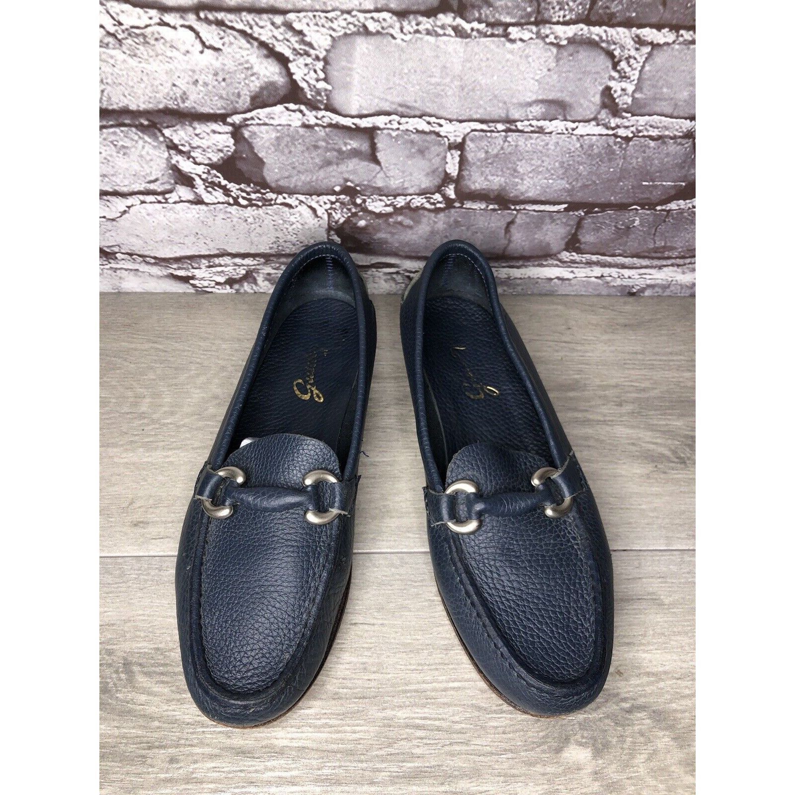 Guidi Guido Navy Blue Leather Slip On Horsebit Loafers Flats Shoes Size US 9 / IT 39 - 11 Thumbnail