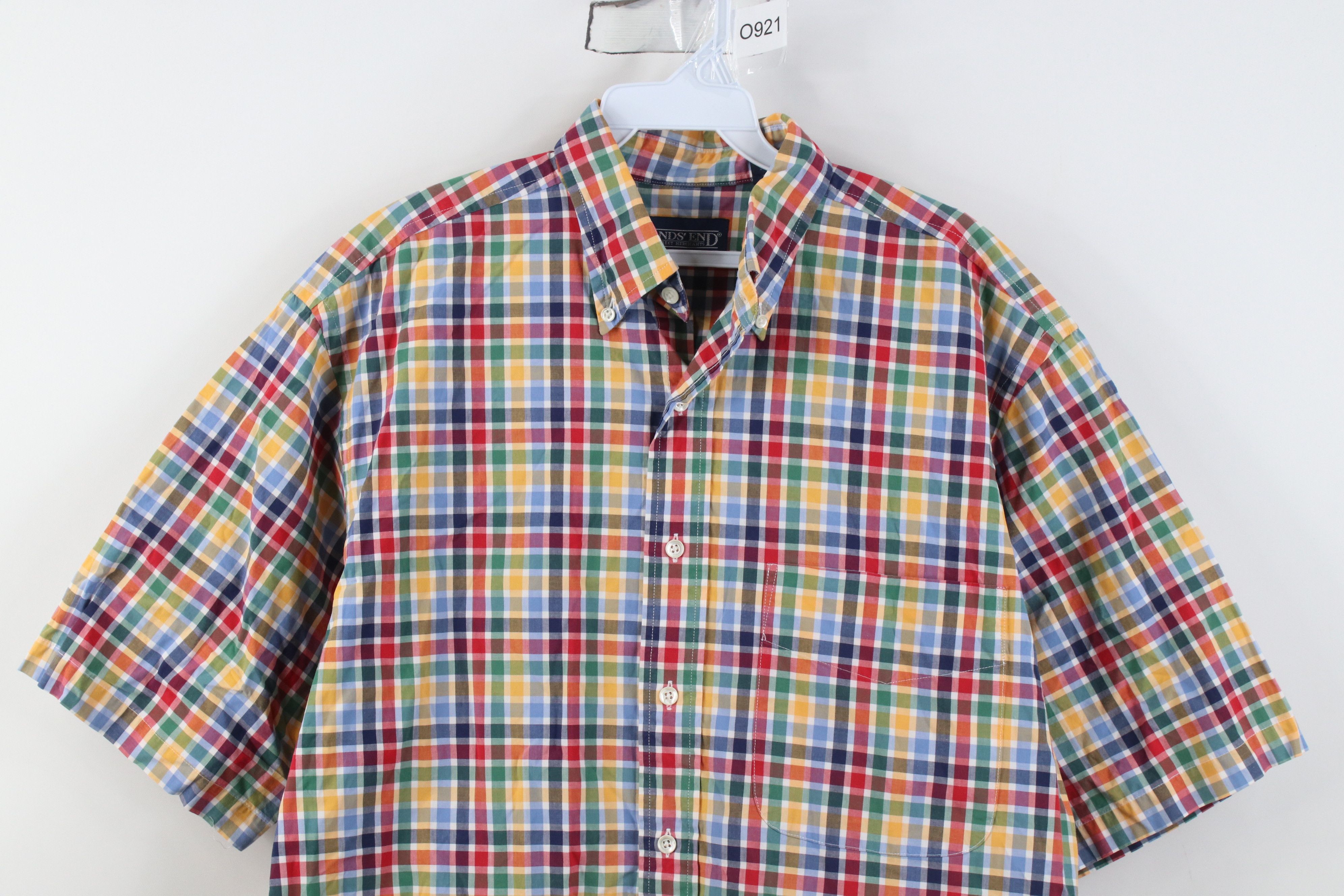 Lands' End Vintage 90s Lands End Madras Short Sleeve Button Down Shirt Size US M / EU 48-50 / 2 - 2 Thumbnail
