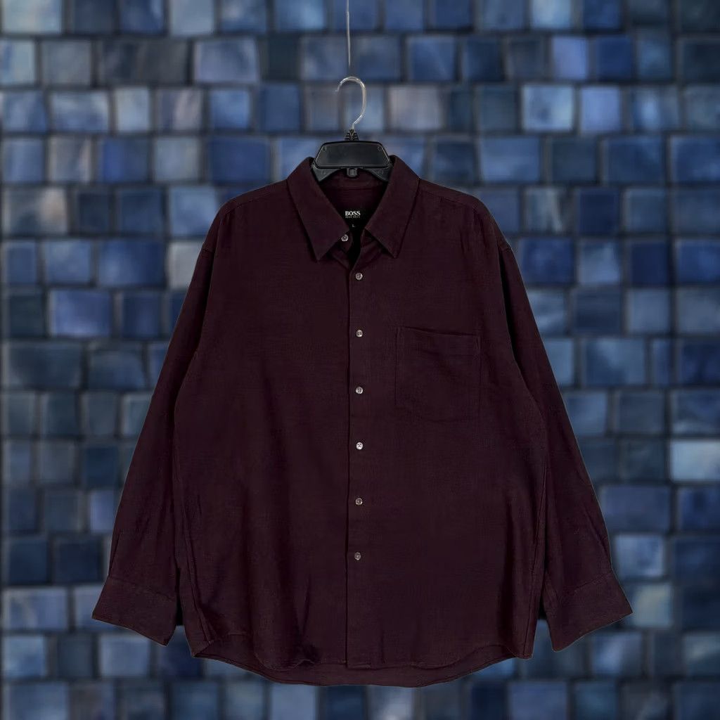 Hugo Boss VINTAGE Hugo Boss Shirt Mens Large Purple Herringbone Twill Classic Designer Casual Button-Up Shirt Mens Large Purple Herringbone Twill/Cotton Size US L / EU 52-54 / 3 - 1 Thumbnail