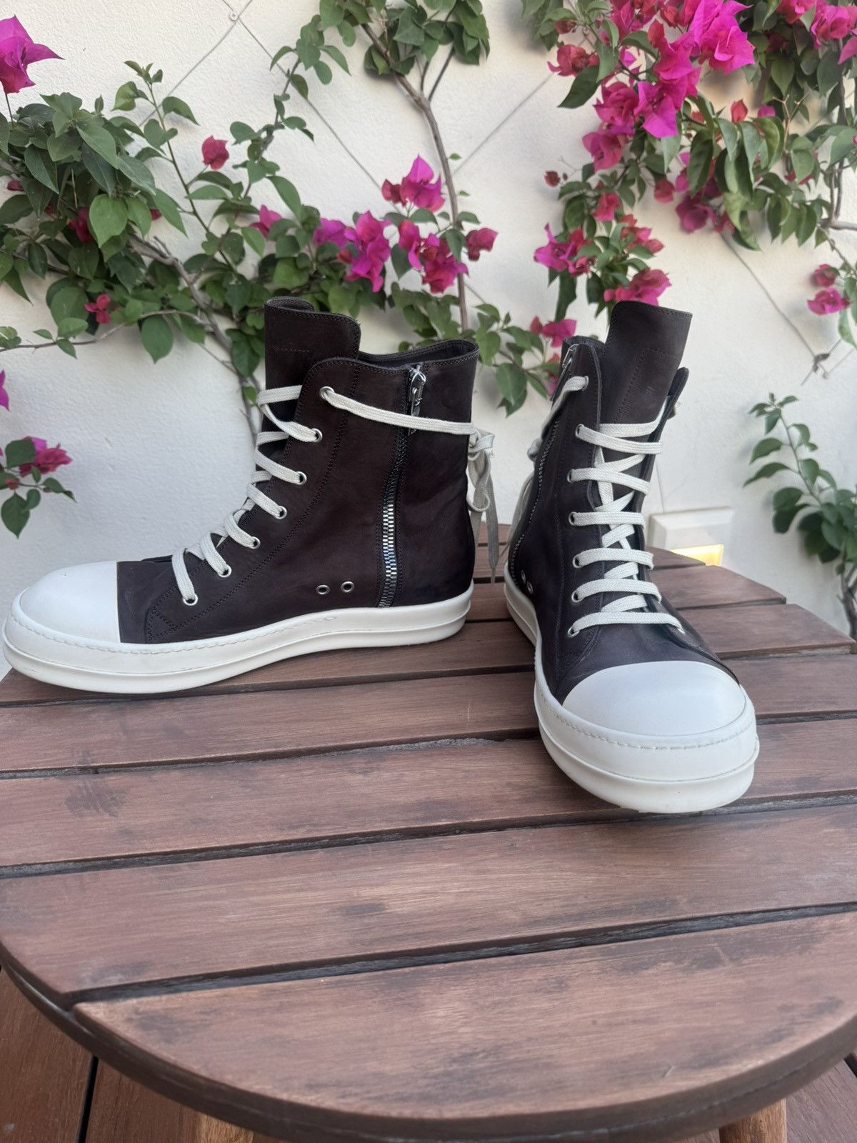 Rick Owens Drkshdw Rick Owens DRKSHDW brown leather mainline ramones Size US 13 / EU 46 - 3 Thumbnail