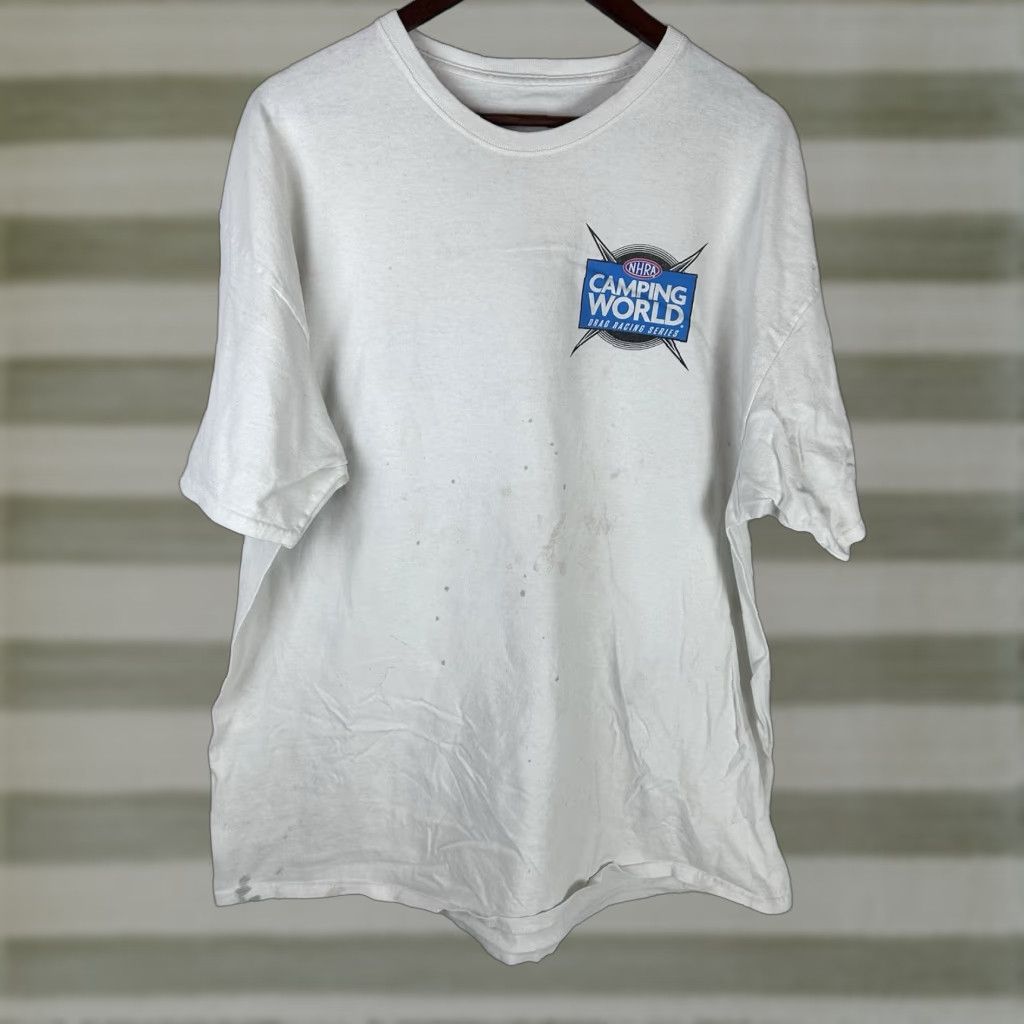 Gildan VINTAGE White NHRA Camping World Drag Racing Series Gildan Shirt 2XL Men Short Sleeve Graphic Print Cars Sports Racing Flaw Size US XXL / EU 58 / 5 - 1 Thumbnail