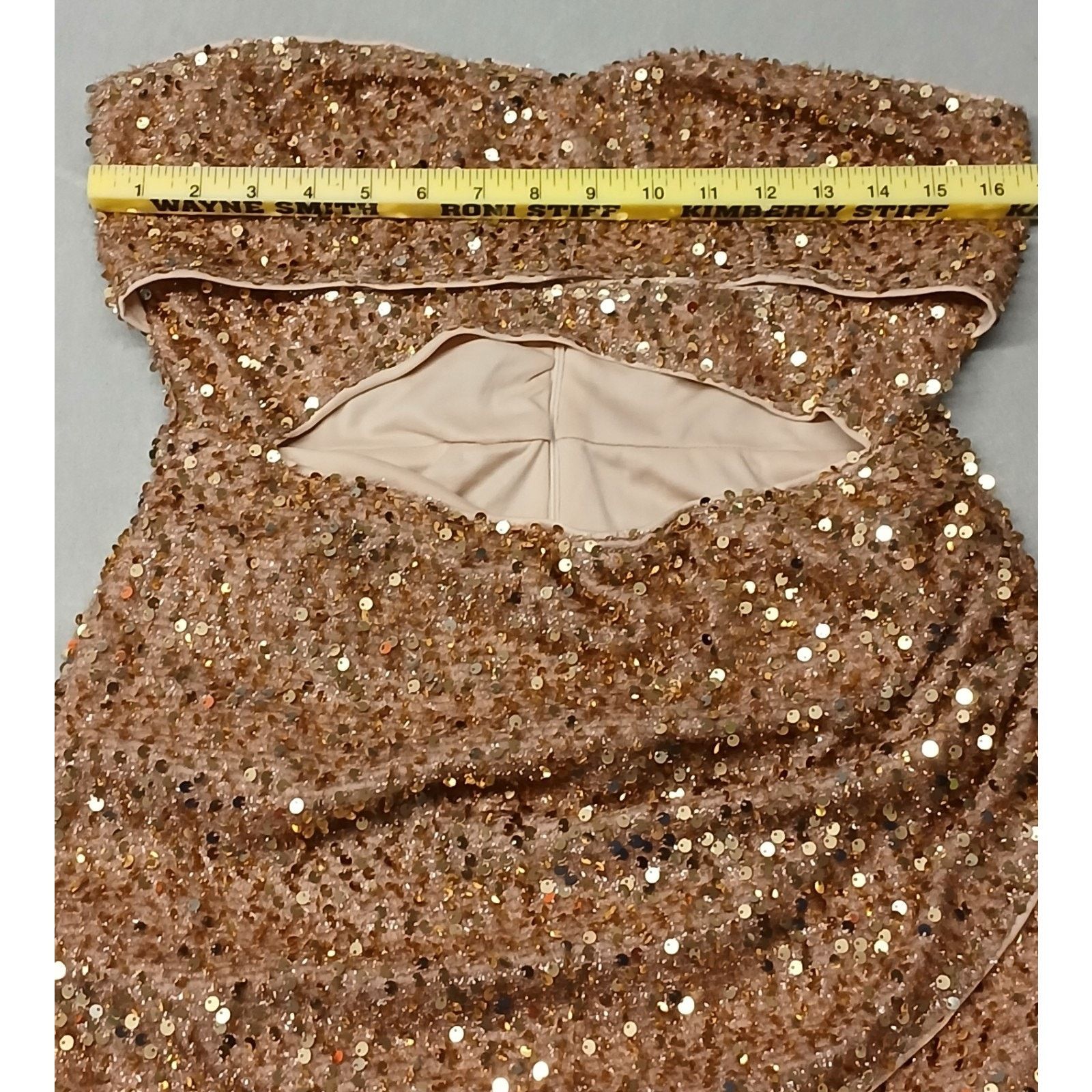 Shein Shein (Large) Women's Rose Gold Sequins Cocktail Dress Size L / US 10 / IT 46 - 7 Thumbnail