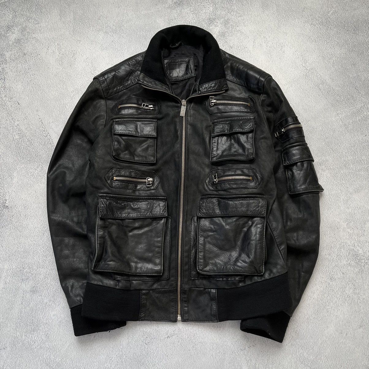 image of Vintage Diesel Y2K Leather Jacket in Black, Men's (Size Small)