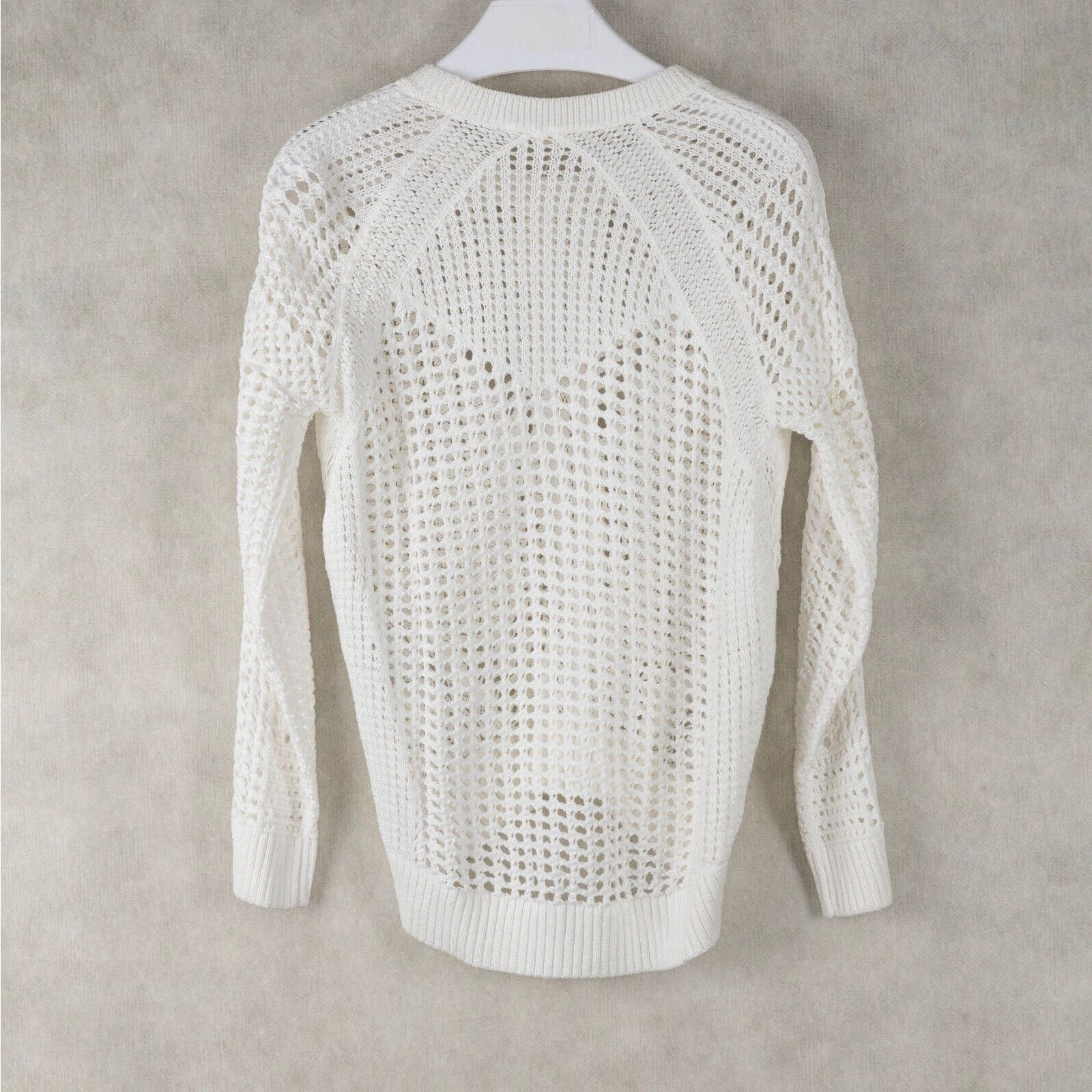 Maje Maje Women Mazet Open-Knitwork Cotton Sweater White Size 1/S Size S / US 4 / IT 40 - 4 Thumbnail