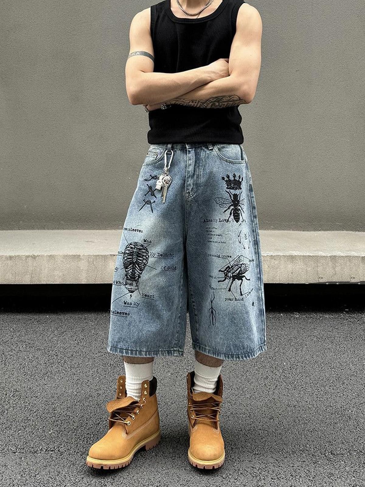 Jean Baggy Graffiti Denim Jeans Size US 32 / EU 48 - 1 Thumbnail