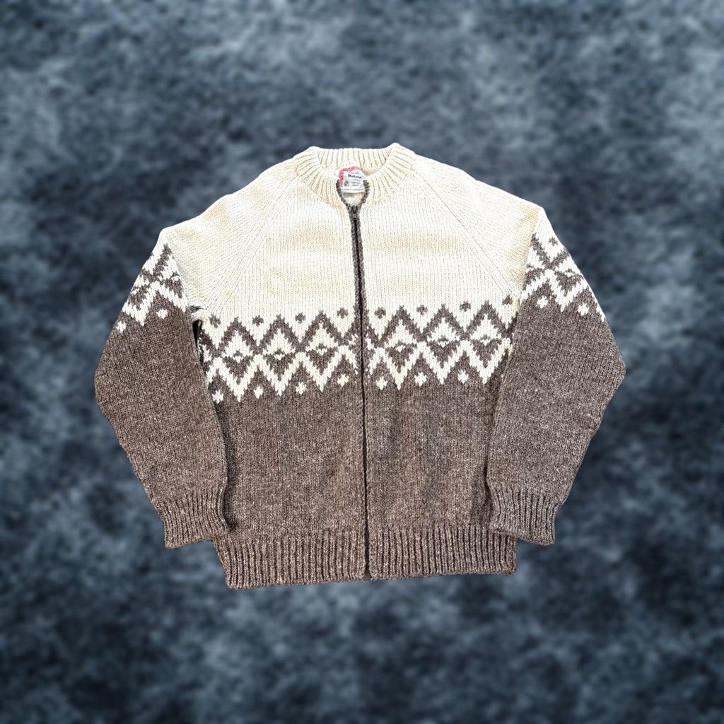 Vintage Rapaki Mahana Women Wool Full Zip Cardigan Sweater Size S Knit Ivory Brown Size S / US 4 / IT 40 - 1 Thumbnail