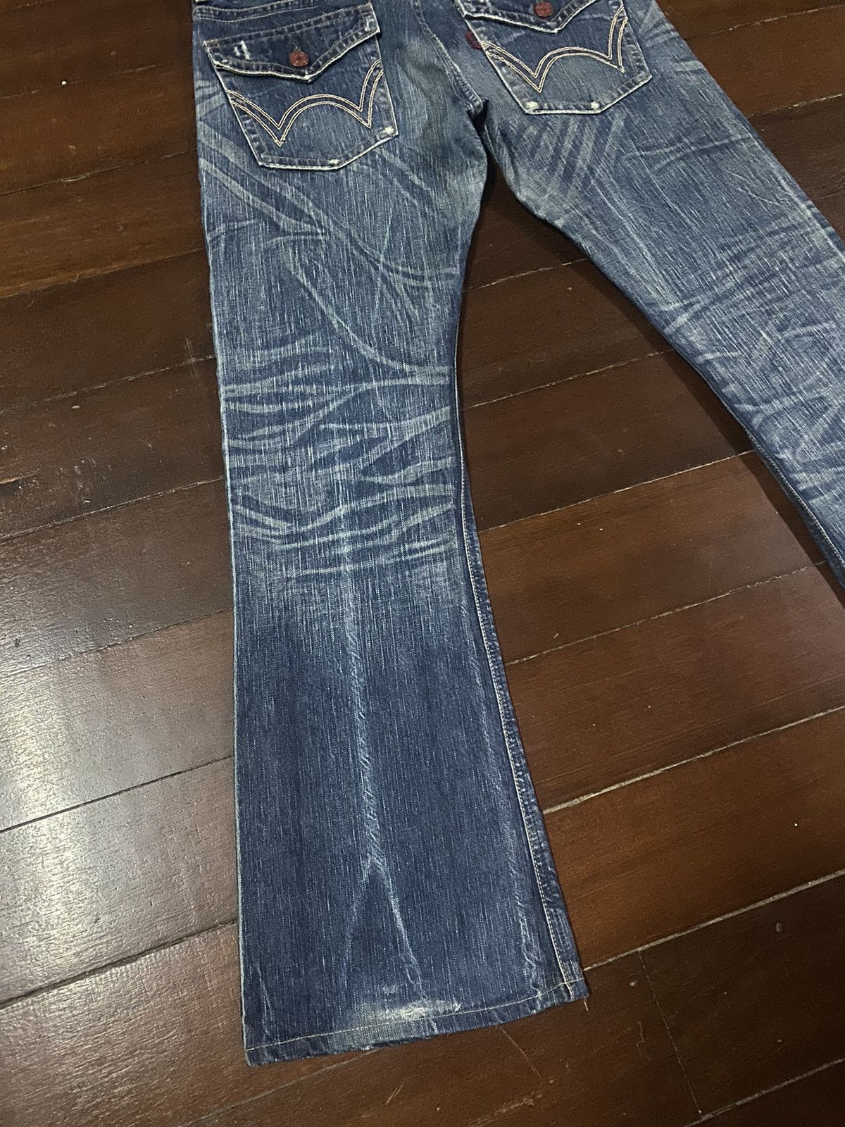 Edwin × Jean FIRE 🔥 Edwin 503 FLARE JEANS THUNDER BOOT CUT WIDE LEG Size US 36 / EU 52 - 15 Thumbnail