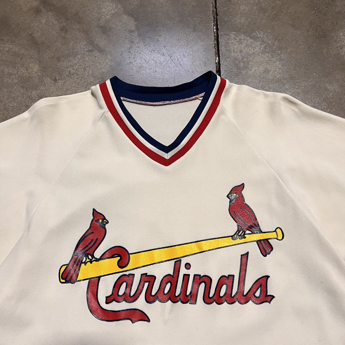 MLB Vintage 80s St Louis Cardinals Sand Knit Jersey Raglan MLB Size US XL / EU 56 / 4 - 8 Thumbnail