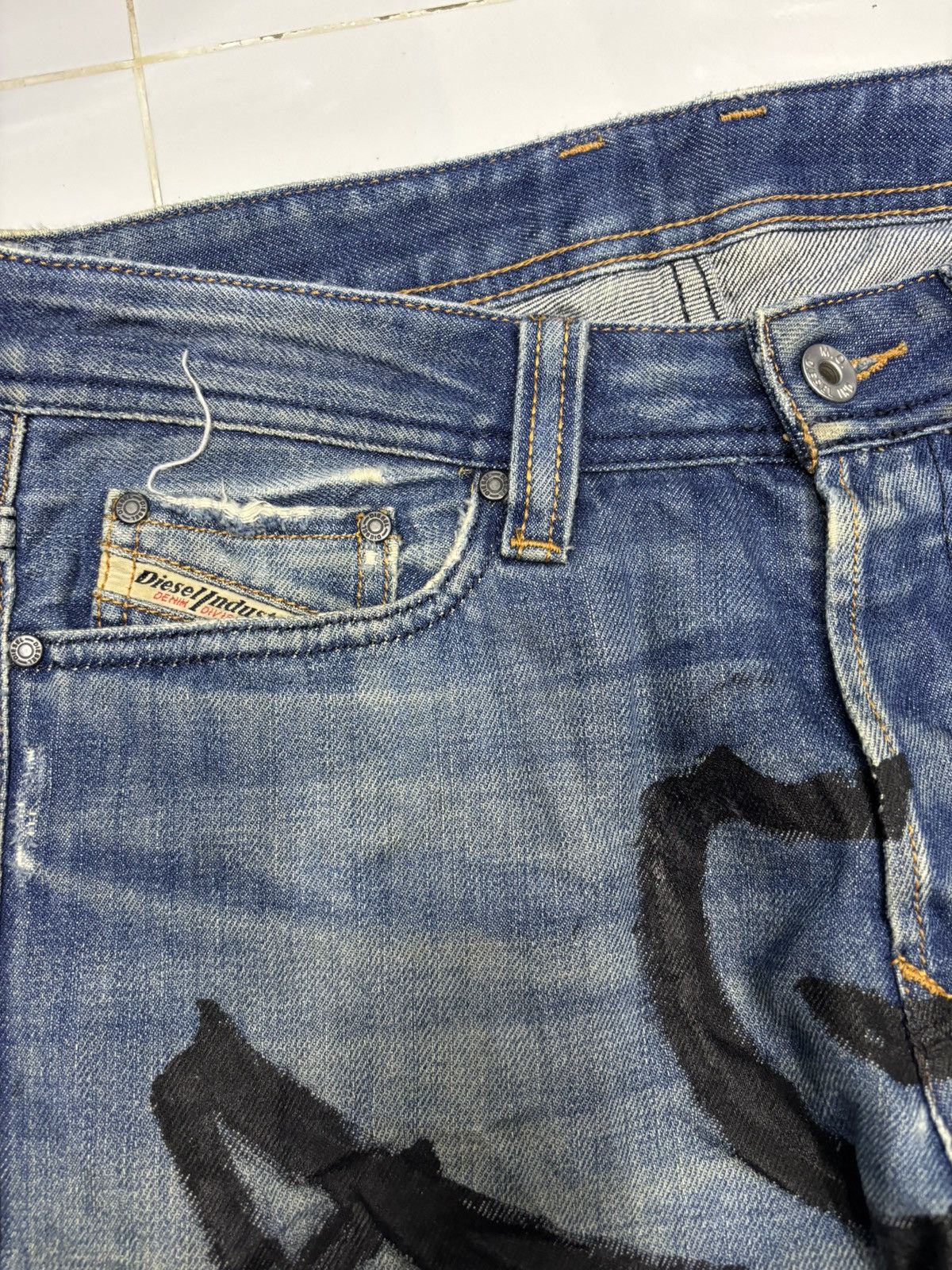 Diesel 🔥RARE DIESEL DENIM CUSTOM MADE AGEHA PAINT DISTRESS DENIM Size US 30 / EU 46 - 11 Thumbnail