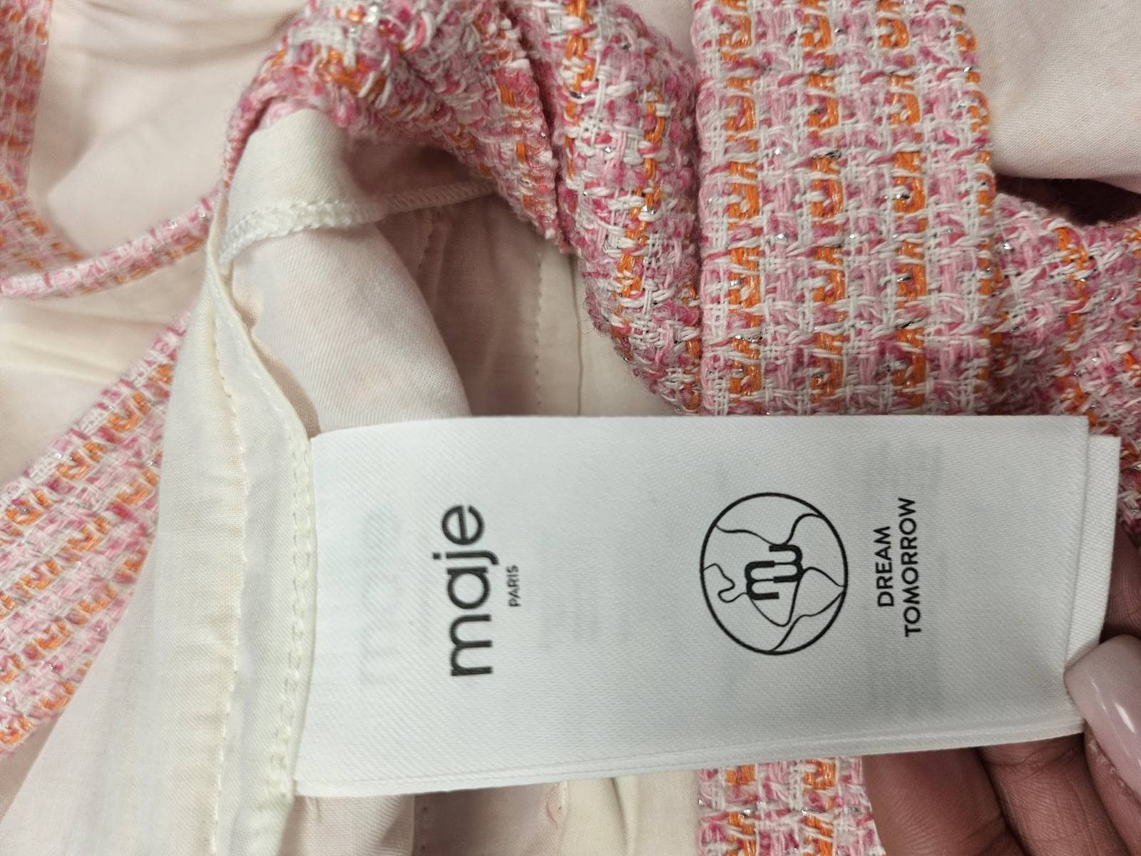 Maje Pink Orange Tweed Jumpsuit Size 26" / US 2 / IT 38 - 6 Thumbnail