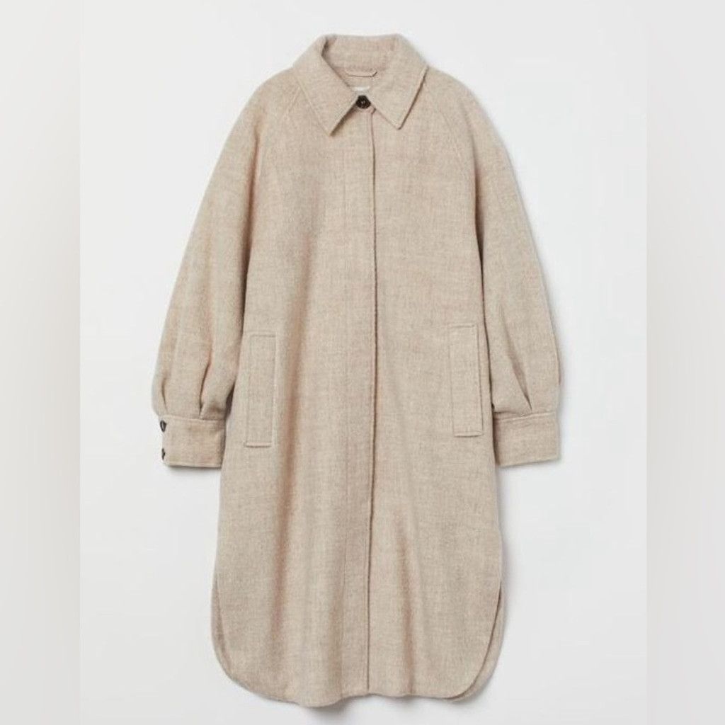 H&M H&M Beige Oversized Wool Blend Coat Size XS Size XS / US 0-2 / IT 36-38 - 2 Thumbnail