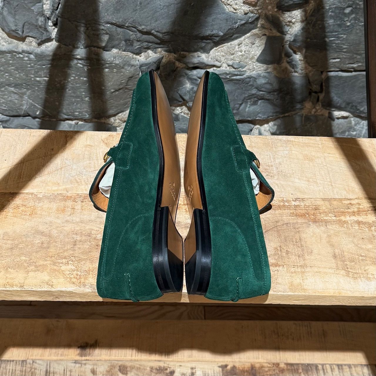 Gucci Gucci Green Suede Jordaan Horsebit Accent Loafers Size US 11 / EU 44 - 11 Thumbnail