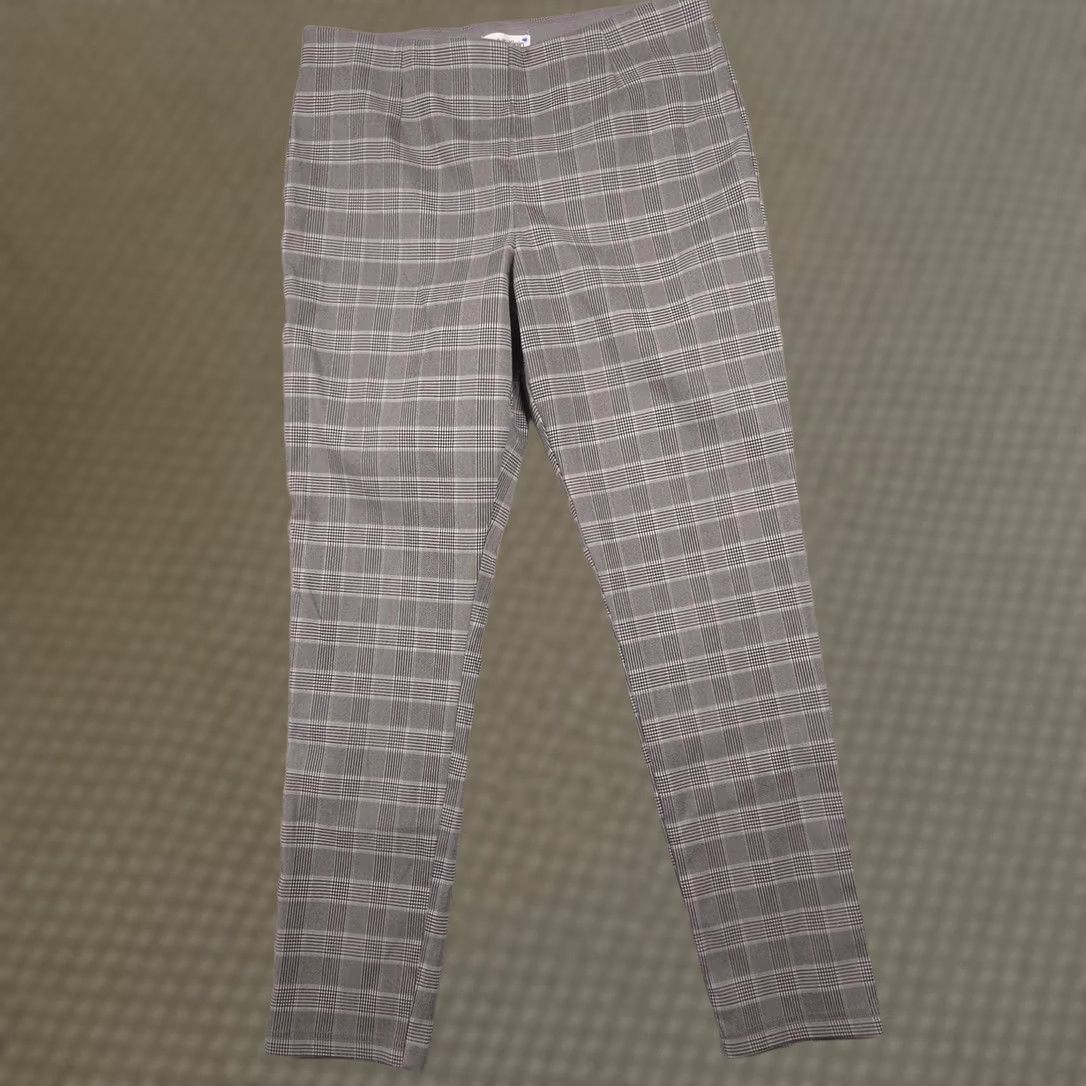 Calvin Klein Calvin Klein Dress Pants Womens M Gray Plaid Twill Pull On Slim Stretch Career Size 32" / US 10 / IT 46 - 1 Thumbnail