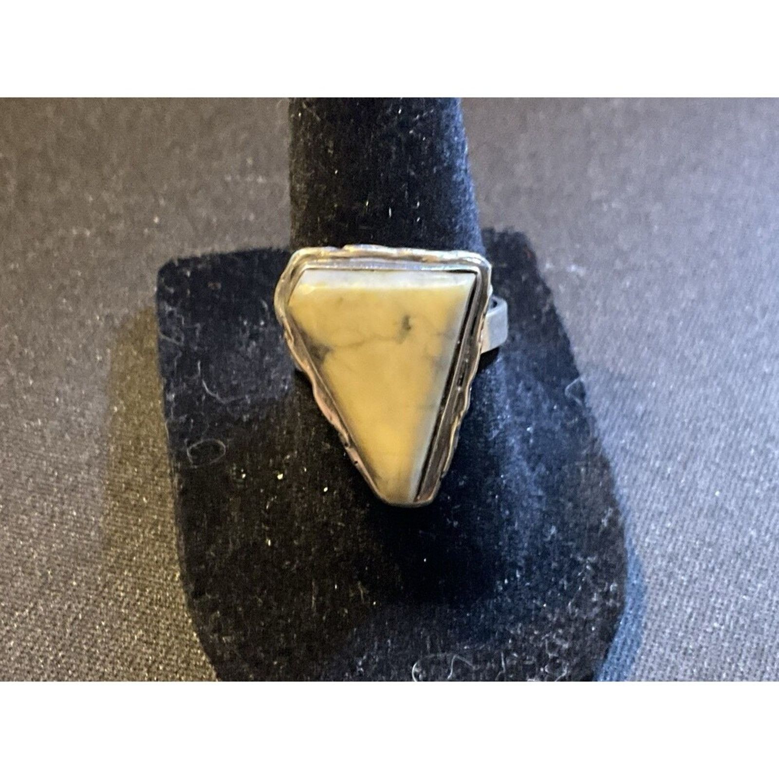 Other Size 7 925 Sterling Silver Triangle Serpentine Stone Ring Size ONE SIZE - 1 Thumbnail