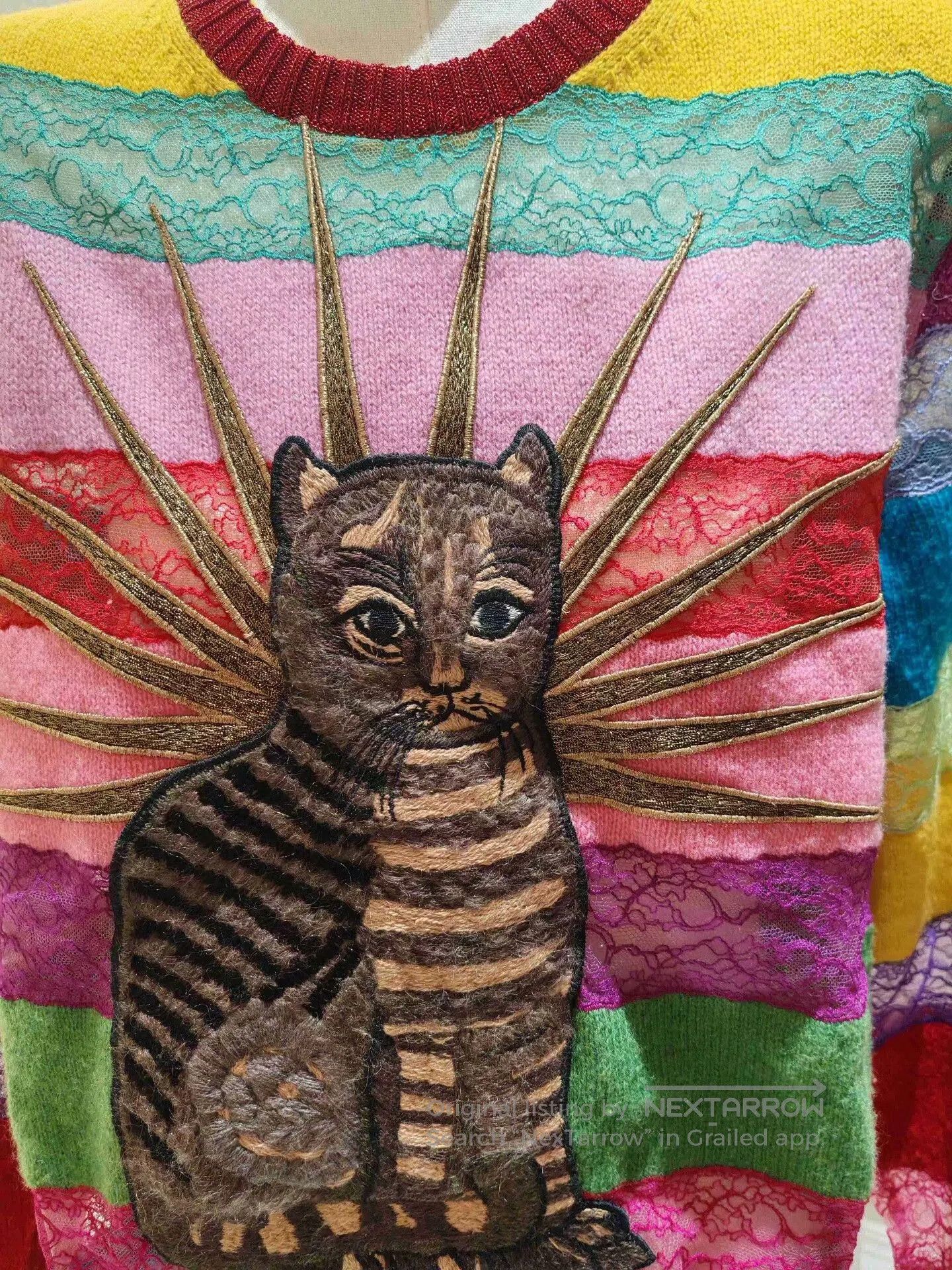 Gucci Gucci Rainbow Cat Embroidery Sweater. Size L / US 10 / IT 46 - 8 Thumbnail
